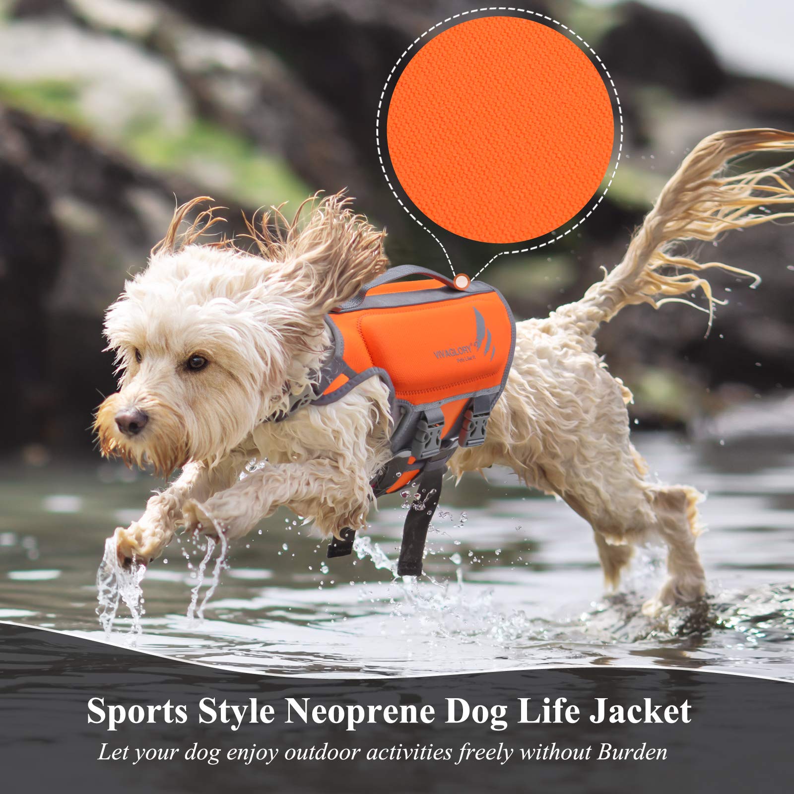 Vivaglory Lightweight Dog Life Jacket, Pet Preserver Vest, Skin-Friendly Neoprene For Puppy Small Dogs With D-Ring And Quick Rel