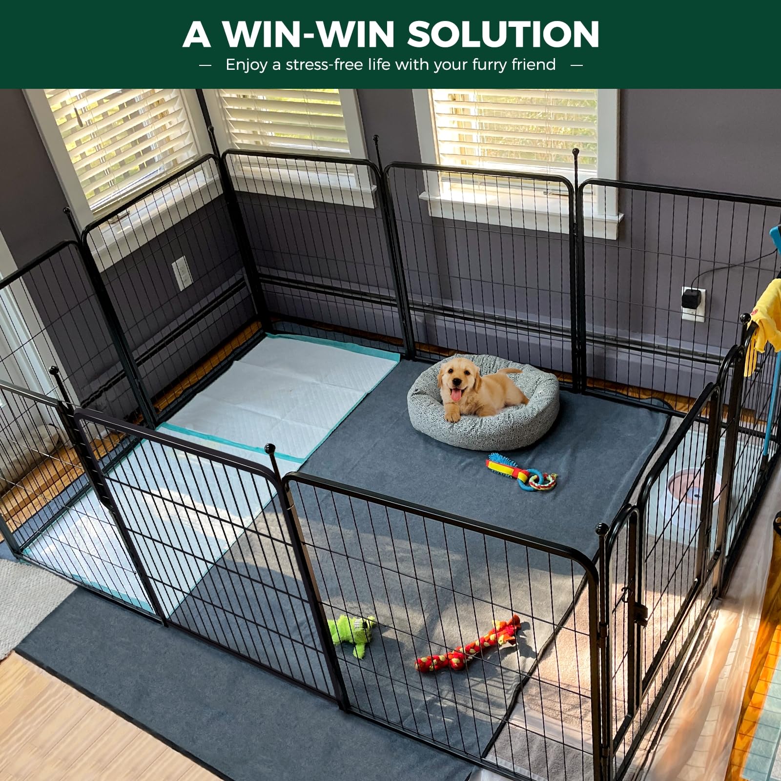 Fxw Rollick Dog Playpen For Indoor, Yard, Rv Camping│Patented, 32 Inch 8 Panels For Small And Medium Dogs