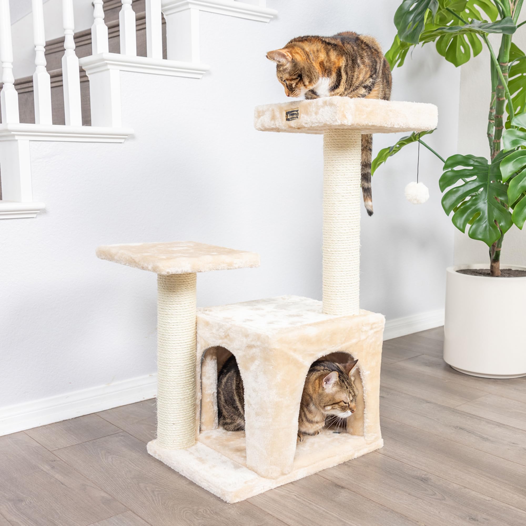 Armarkat Classic Real Wood Cat Tree A3207, Beige, 22' L X 17' W X 32' H