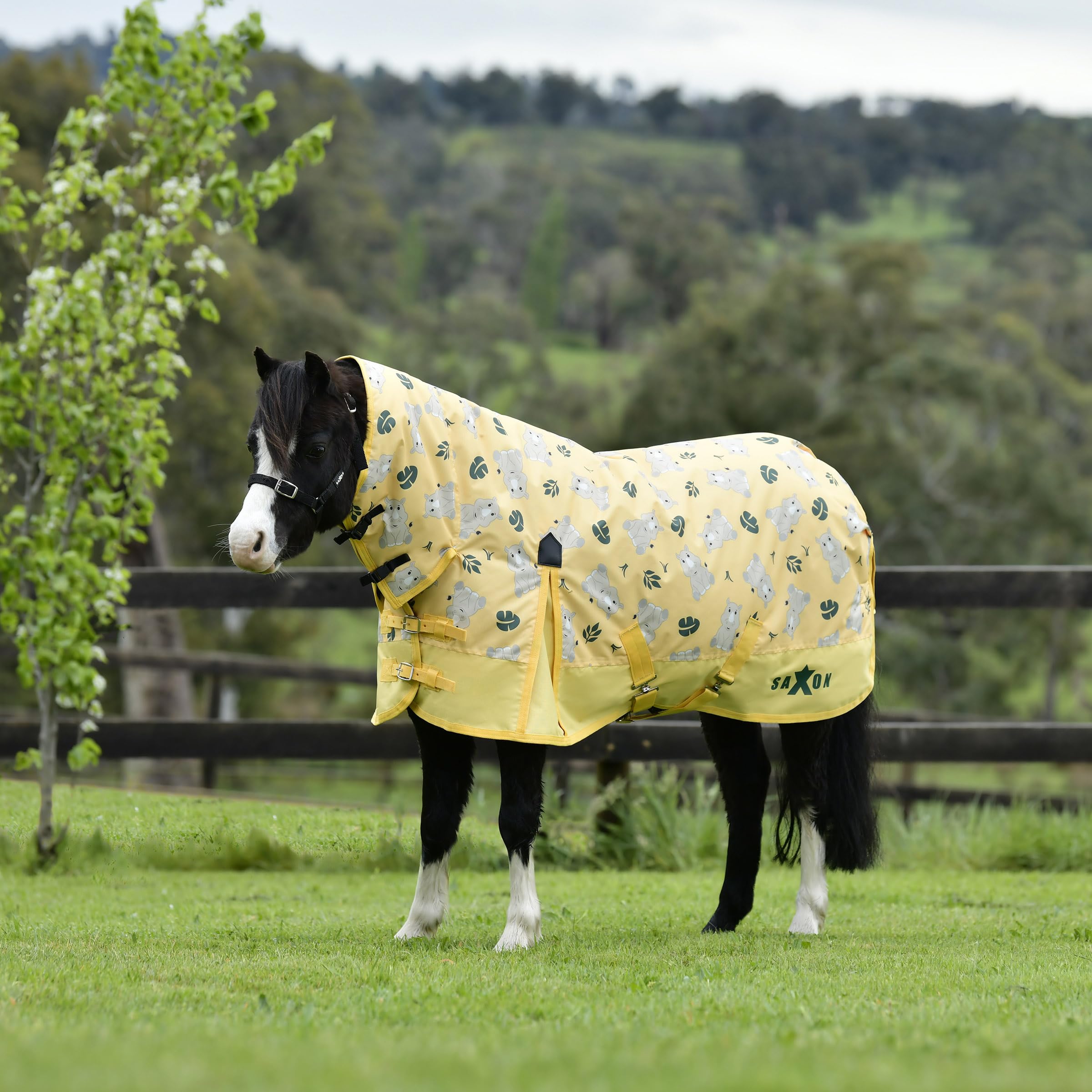 Saxon 600D Pony Combo Neck Medium, Rhino Print, 36