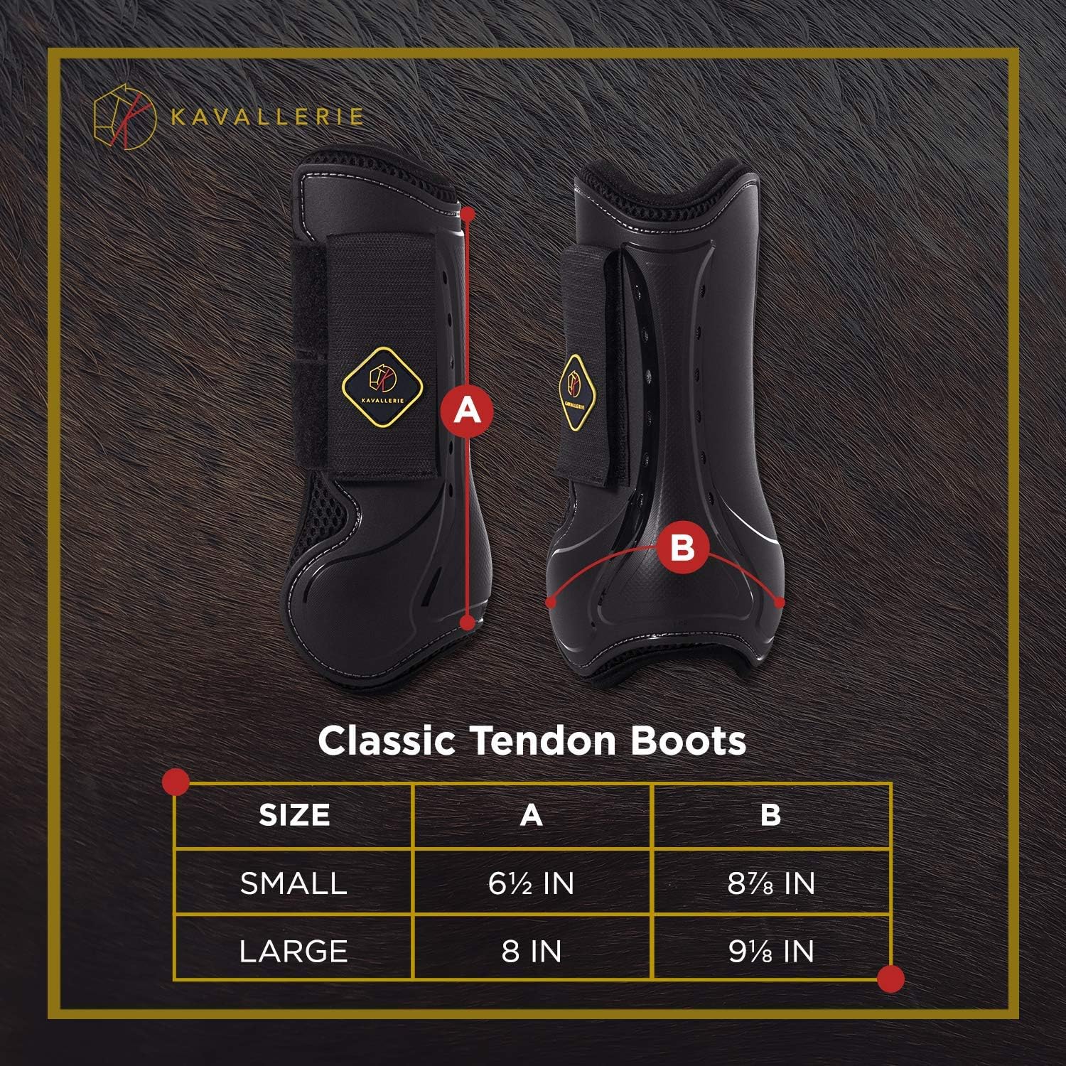 Kavallerie Classic Tendon Boots, Impact-Absorbing, Breathable, Anti-Slip, Medium, Black