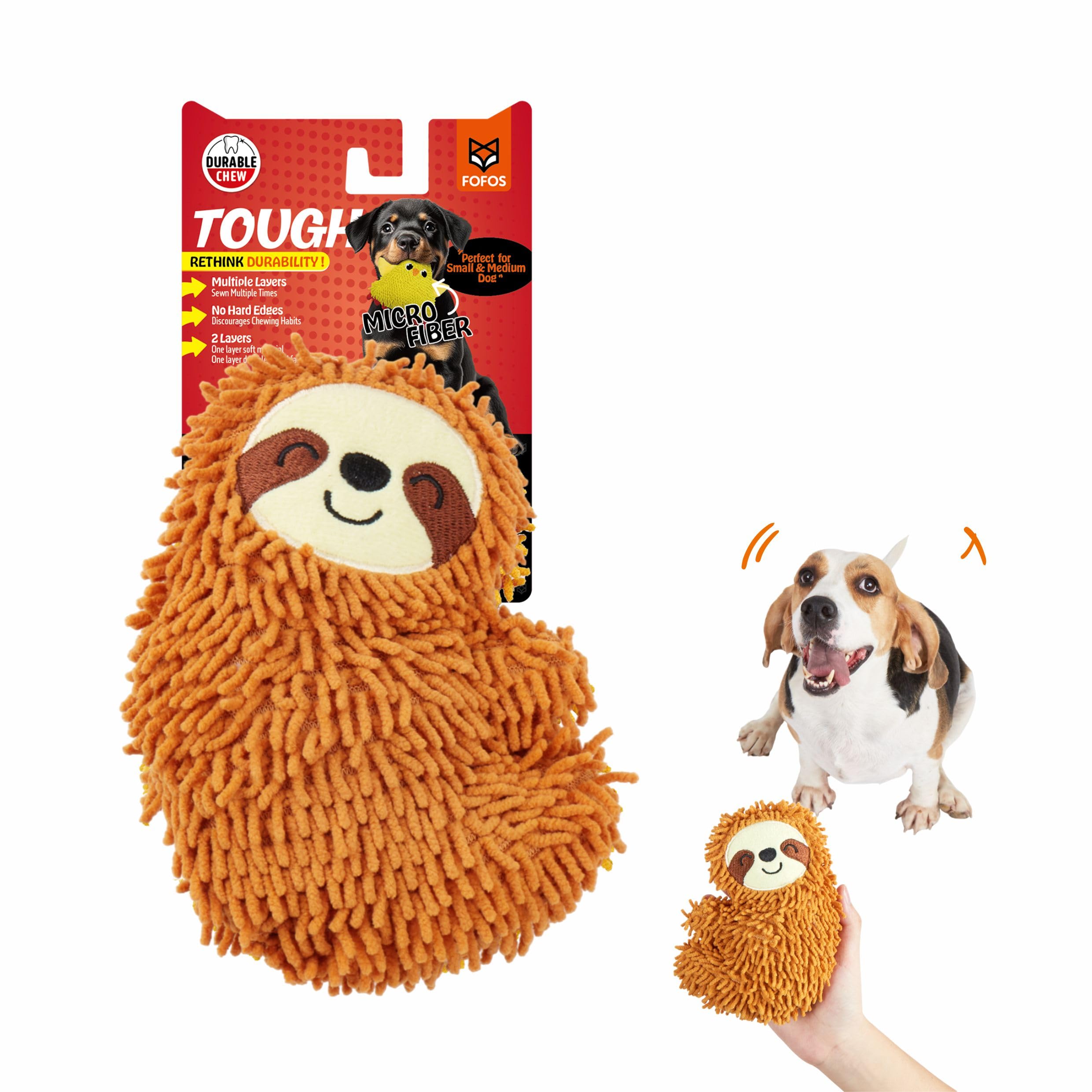 Barkbutler X Fofos Tough Sloth Plush Dog Toy  Soft & Squeaky Toys For Dogs, Small Dog Toys (010Kgs)  Brown