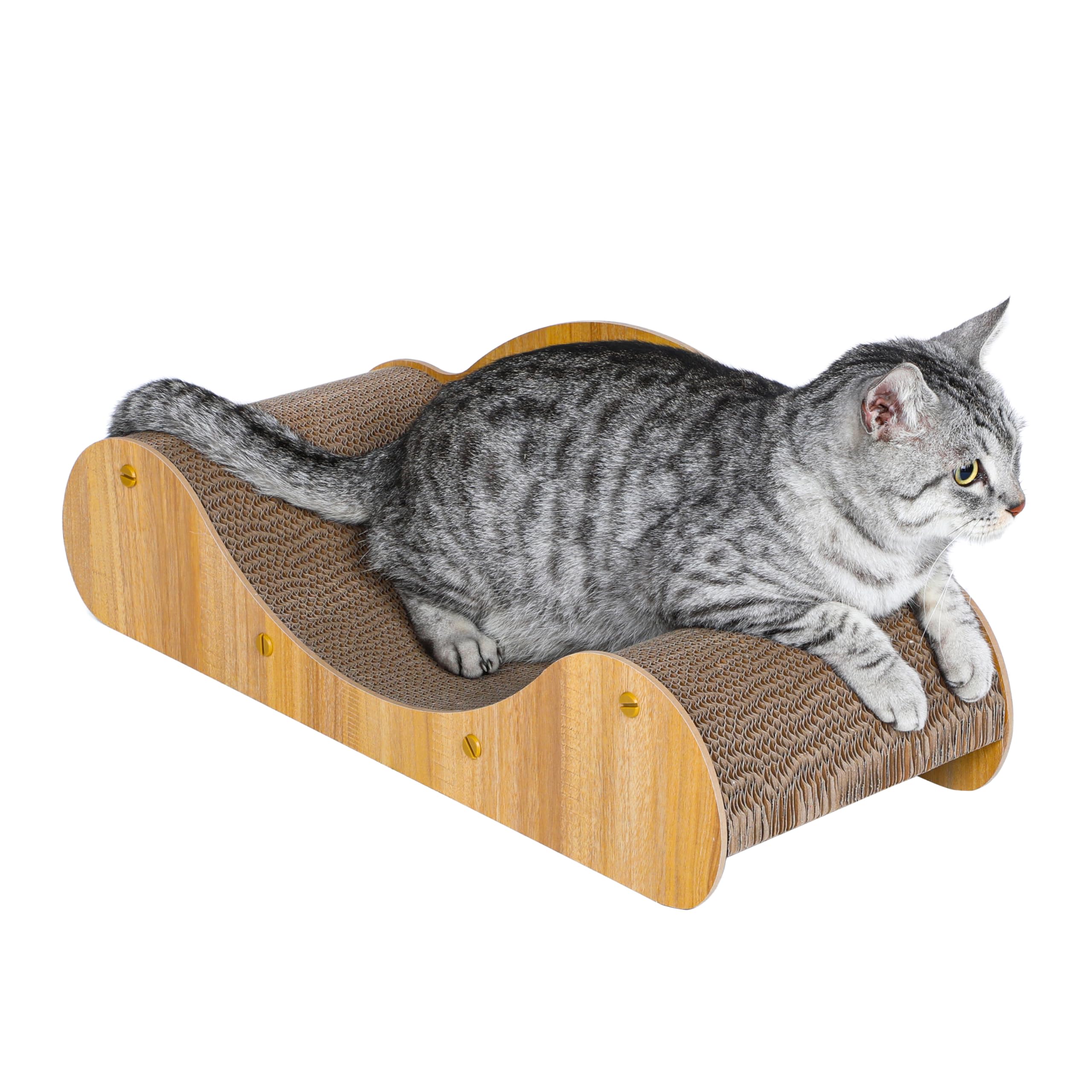 Simple Deluxe Cat Scratcher Cardboard Bed, Natural Solid Wood Scratch Lounger for Scratching&Sleeping, 23 inches Scratching Boar