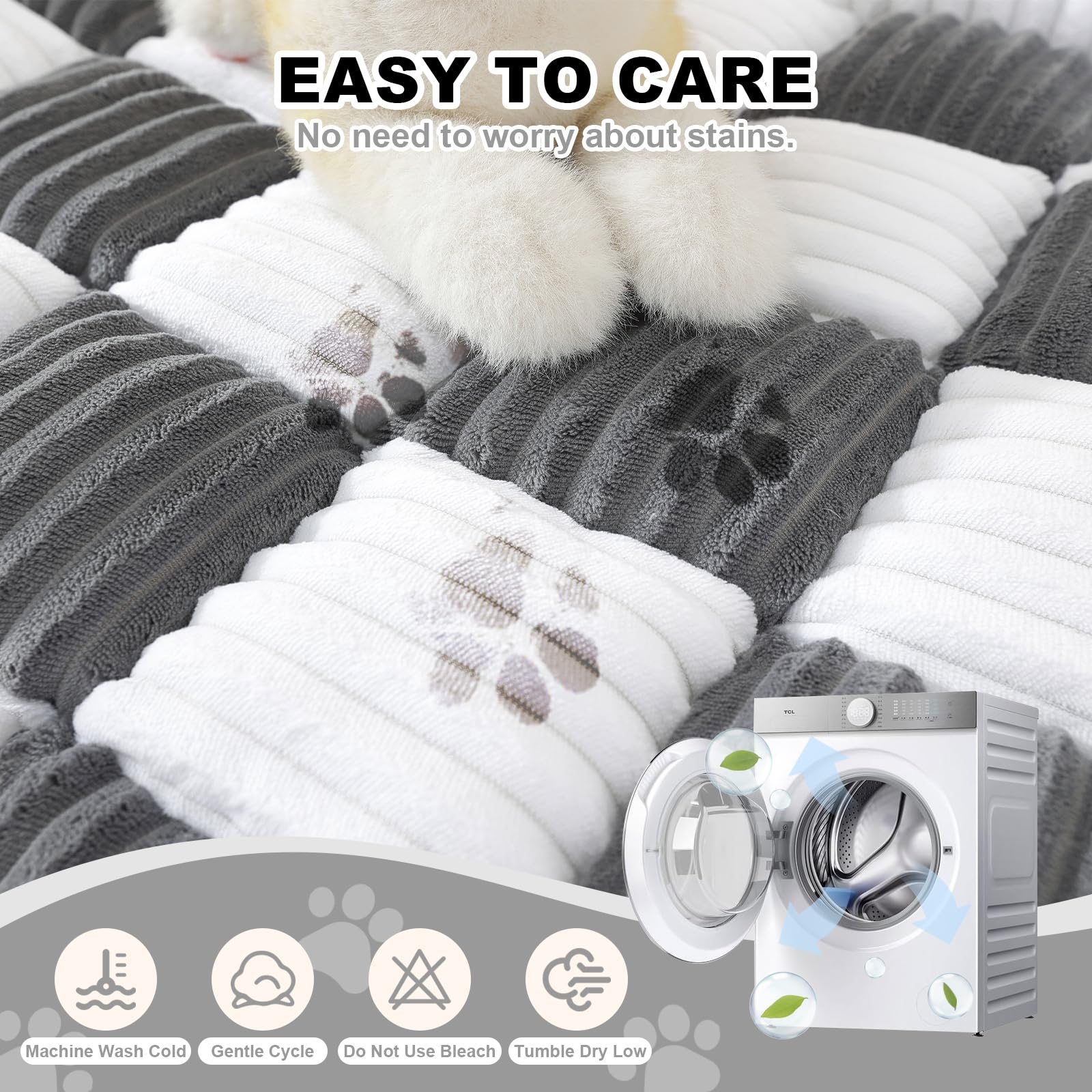 Small Dog Bed For Couch, Washable Pet Bed Mat, Checkerboard Cozy Plush Sofa Mat, Pet Couch Cover Furniture Protector For Sofa, F
