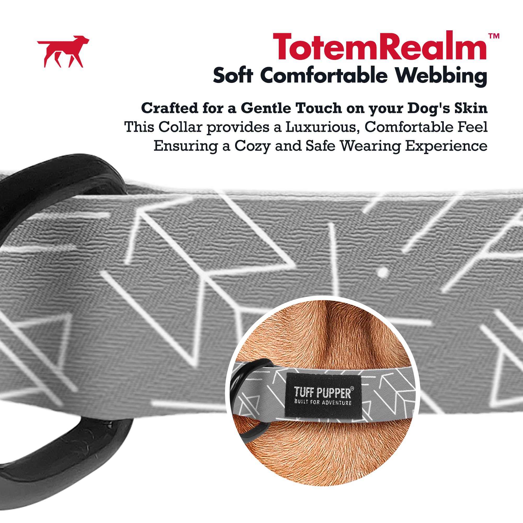 Tuff Pupper Premium Adjustable Dog Collar for Medium Dogs, Stylish Pattern Collars Designed in USA, Quick Release Buckle, TotemR