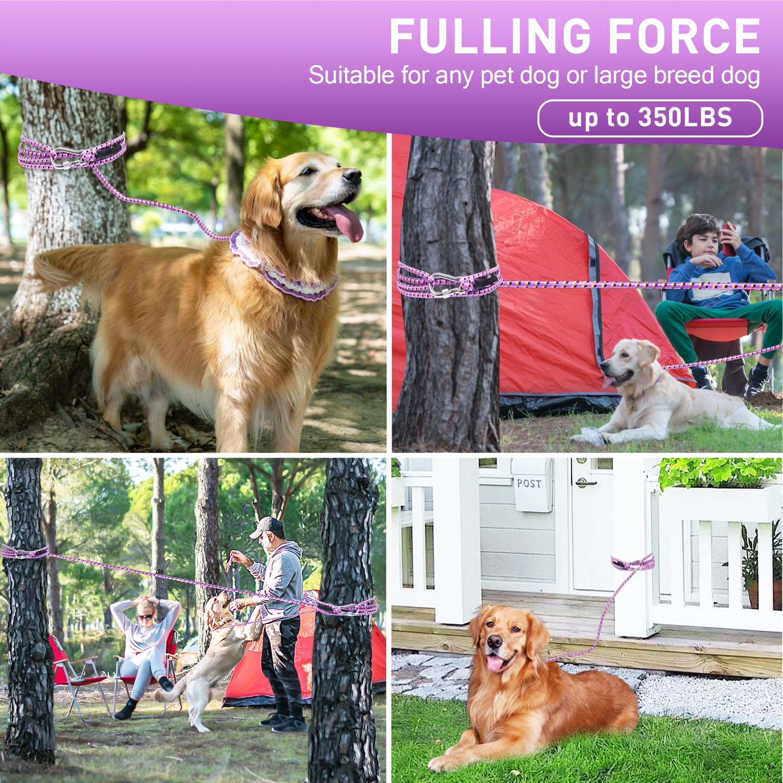 Dog Tie Out Cable For Camping 100Ft, Dog Runner For Yard Hold Up To 350Lbs, Portable Camping Essentials For Outside