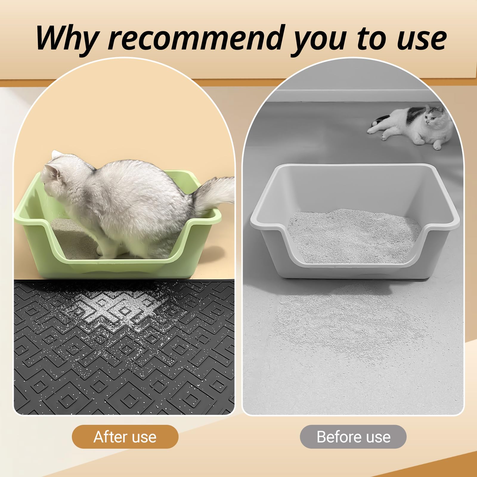 Cat Litter Mat 28''X20'' - Large Silicone Litter Trapping Mat, Waterproof, Non-Slip, Easy To Clean, Soft & Durable Floor Mat For