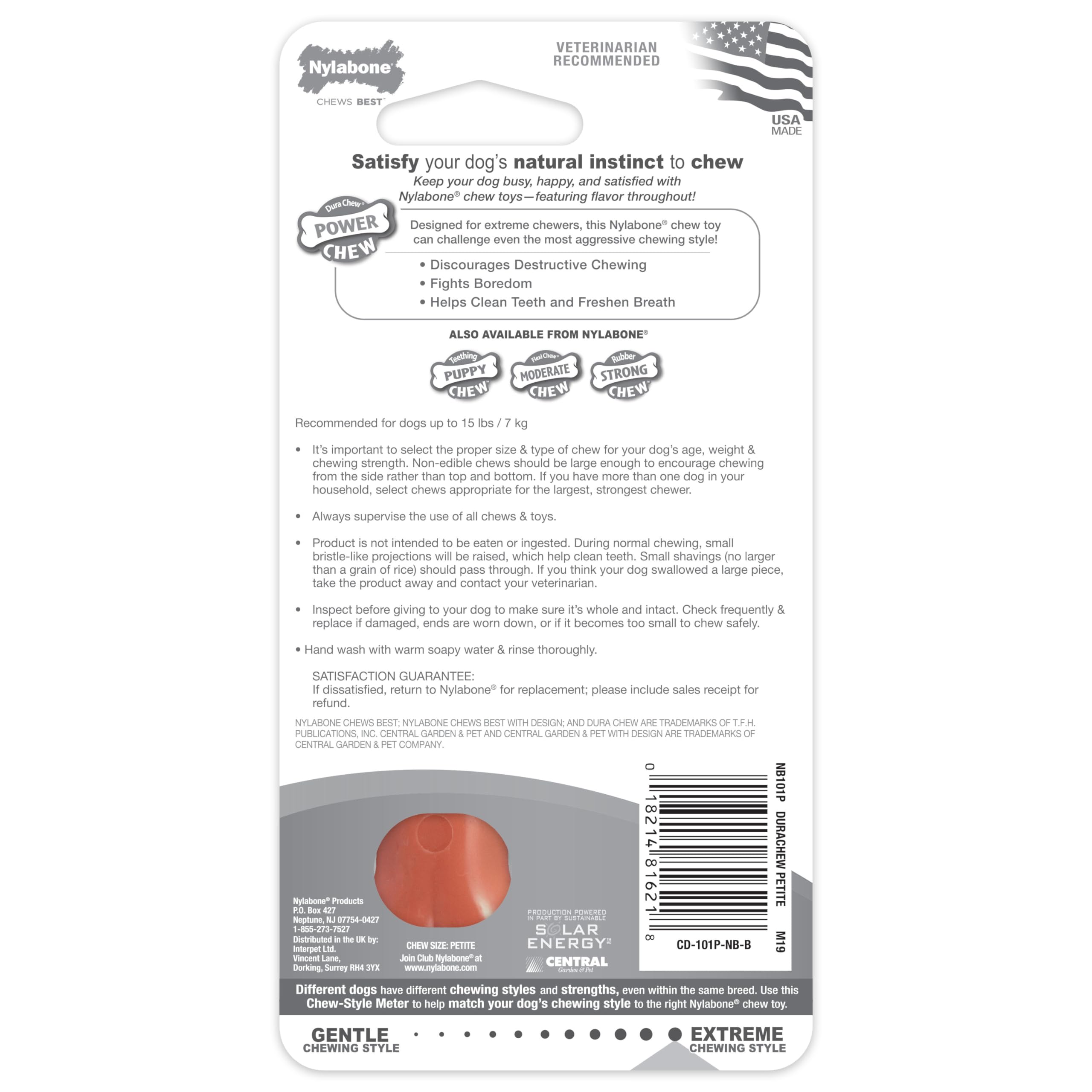 Nylabone Power Chew Classic Bone Chew Toy For Dogs, Durable Dog Toys For Aggressive Chewers, Bacon Flavor, X-Small/Petite - Up To 15 Lbs. (1 Count)