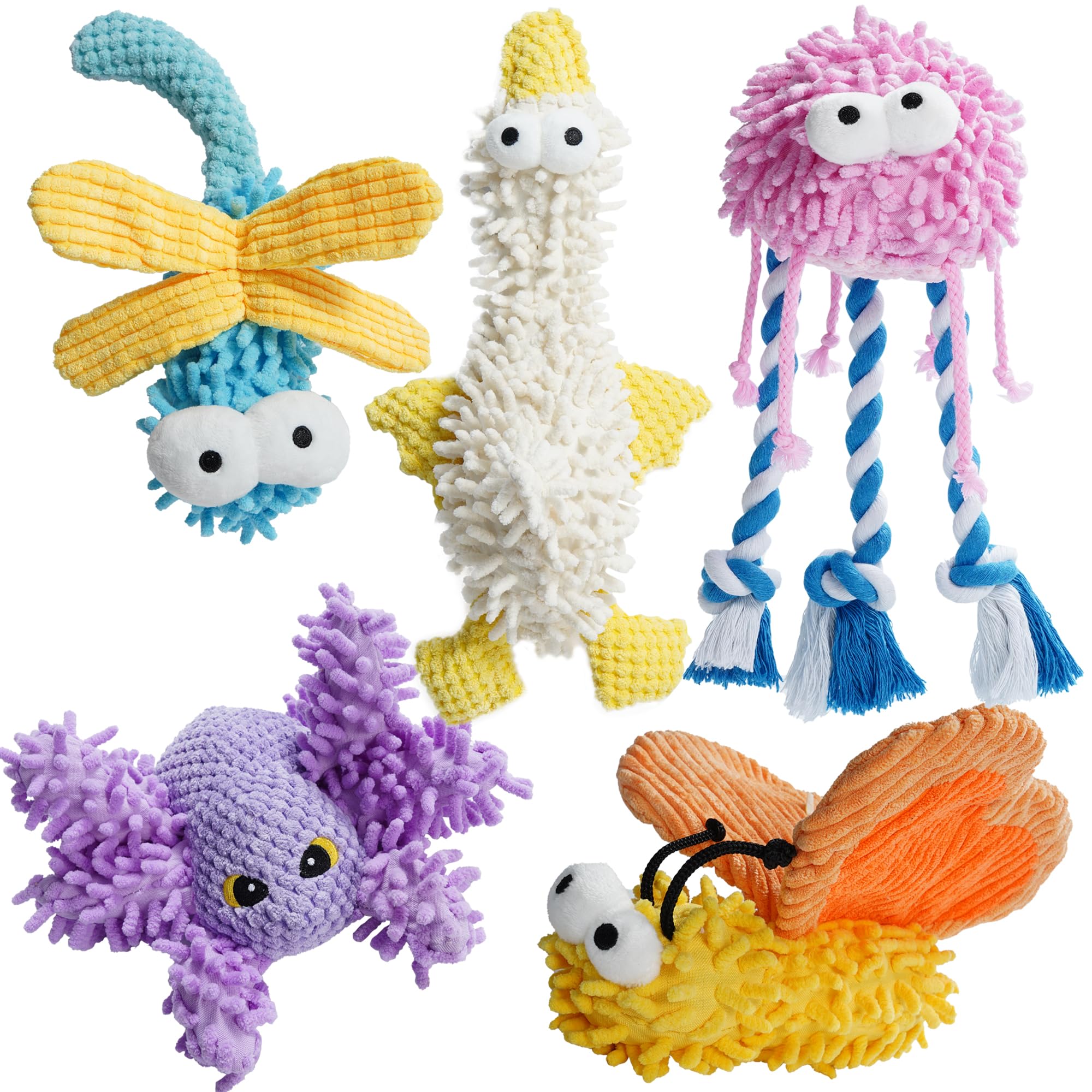 Nocciola Small Medium Large Dog Toys, Cute Soft Squeaky Crinkle Plush Stuffed Durable Pet Teething Animal Chew Toys For Small To