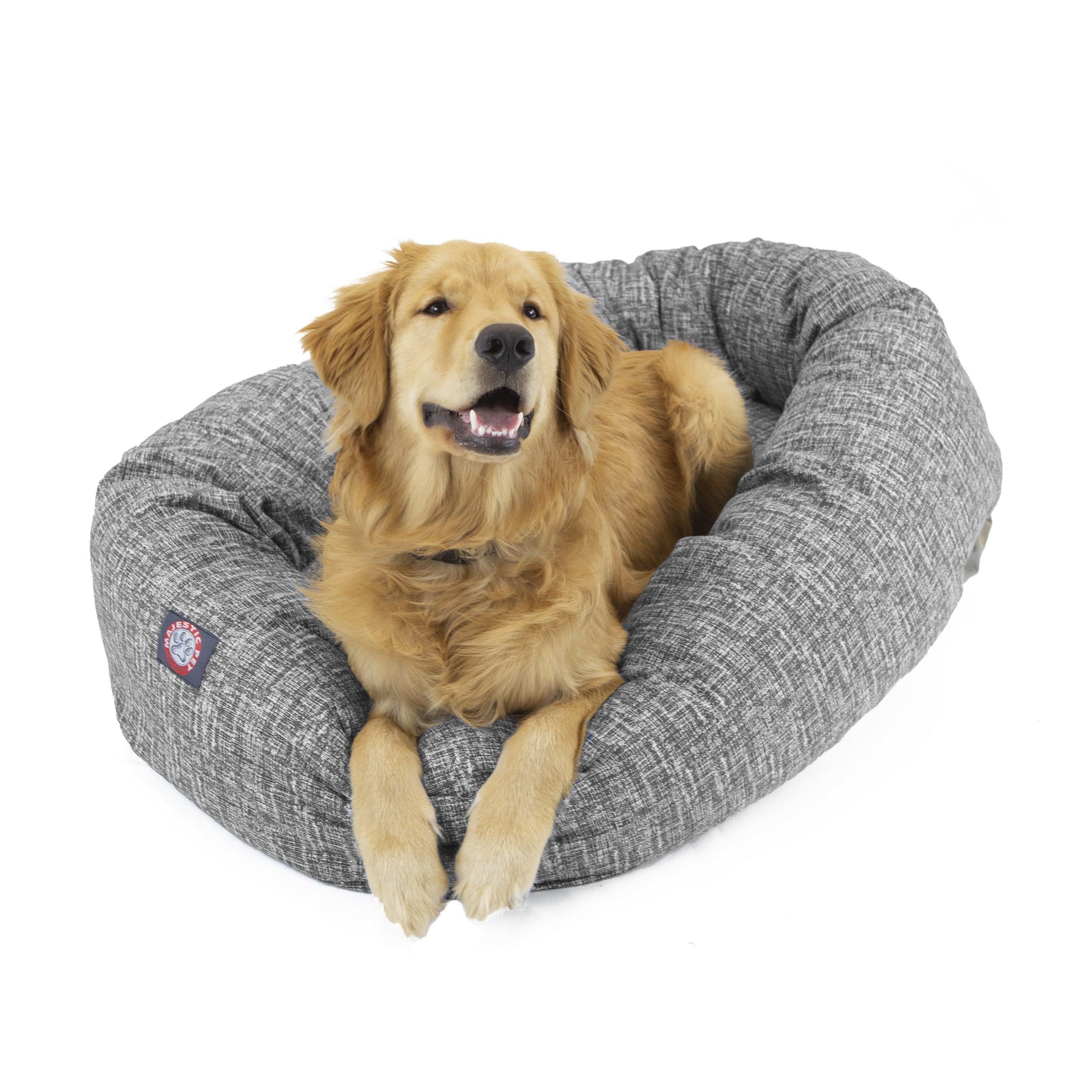 Majestic Pet 32 Inch Bagel Calming Dog Bed - Washable Round Dog Bed with Spine Support - 32x23x7 (Inch) - Lt. Black