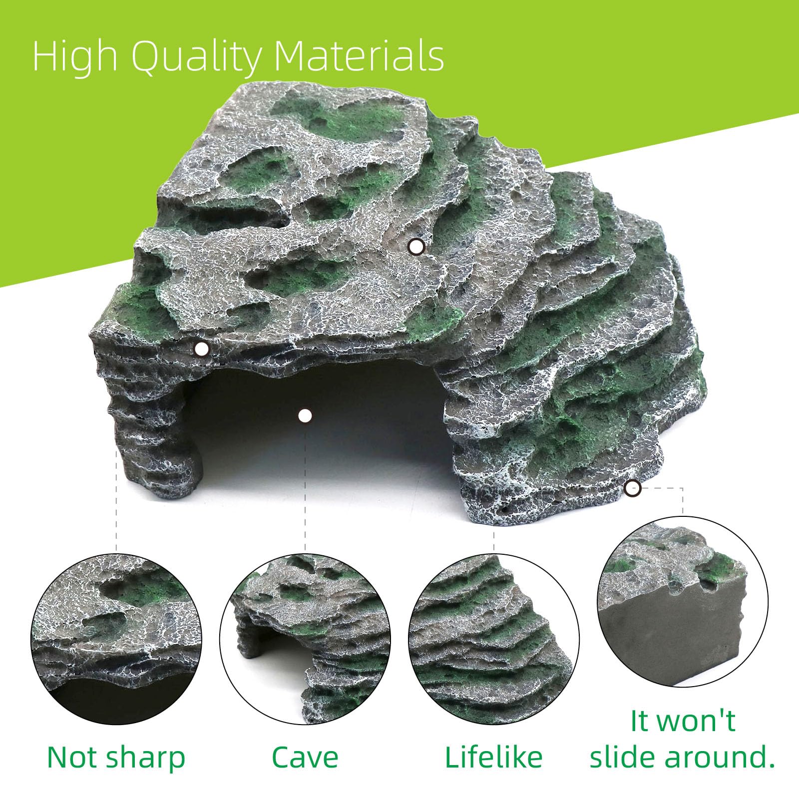 Large Reptile Hide Shale Scape Step Ledge, Reptile Cave Hideout, Bearded Dragons Accessories, Basking Rocks for Bearded Dragons