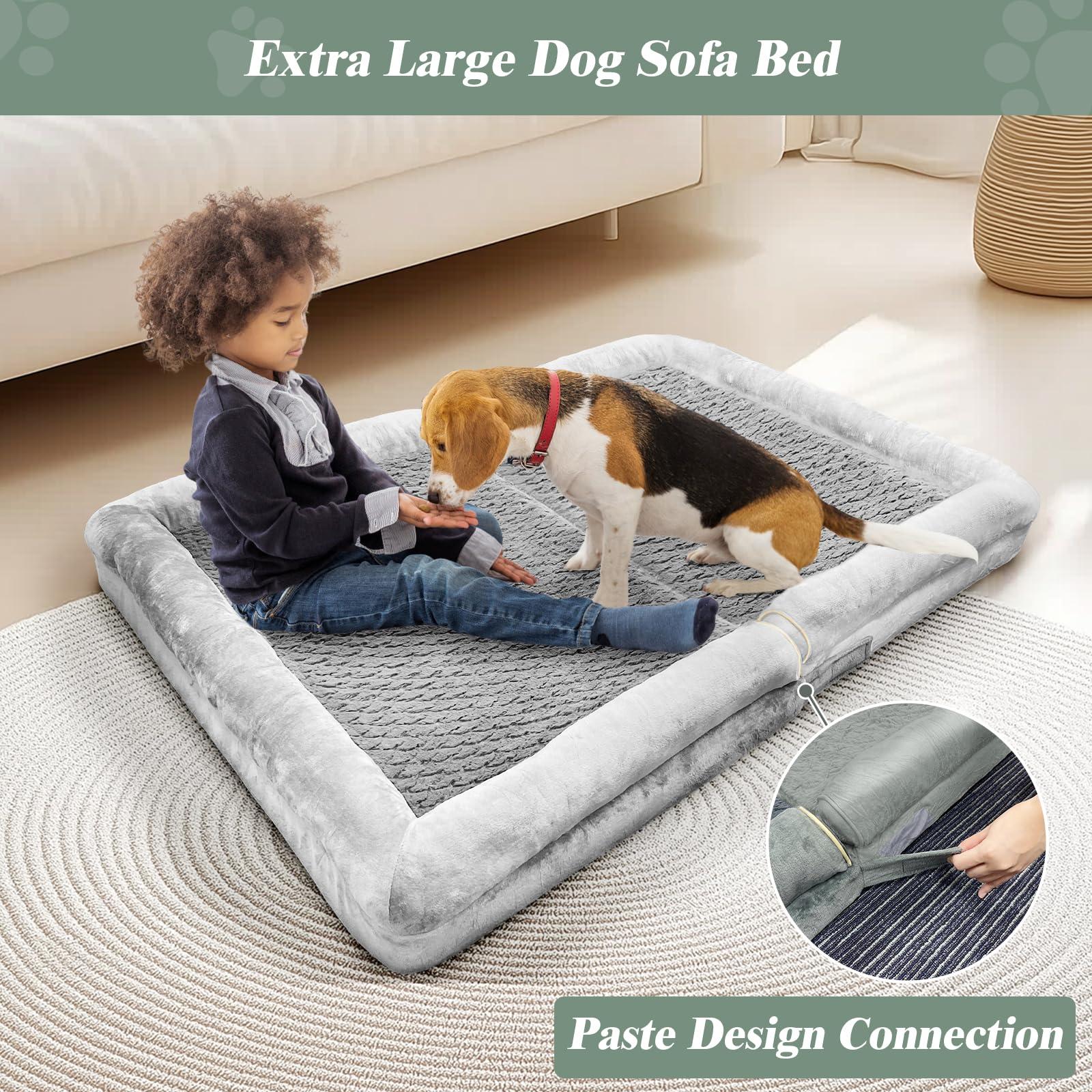 Roomtec Orthopedic Dog Bed For Large Dog,Memory Foam Xl Extra Large Cat Bed With Stickable Design Waterproof Pet Bed With Washab