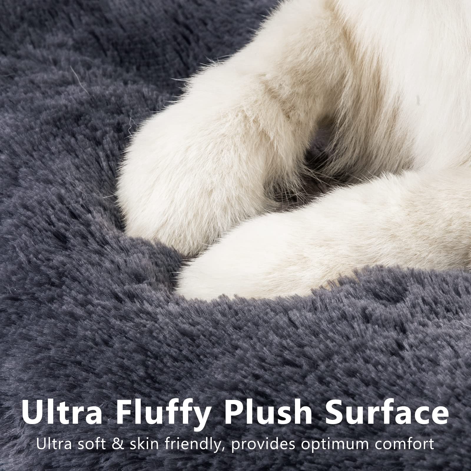 Joejoy Large Dog Bed Crate Pad, Deluxe Plush Washable Dog Beds Fulffy Soft Kennel Pad Anti-Slip Pet Sleeping Mat For Extra Large