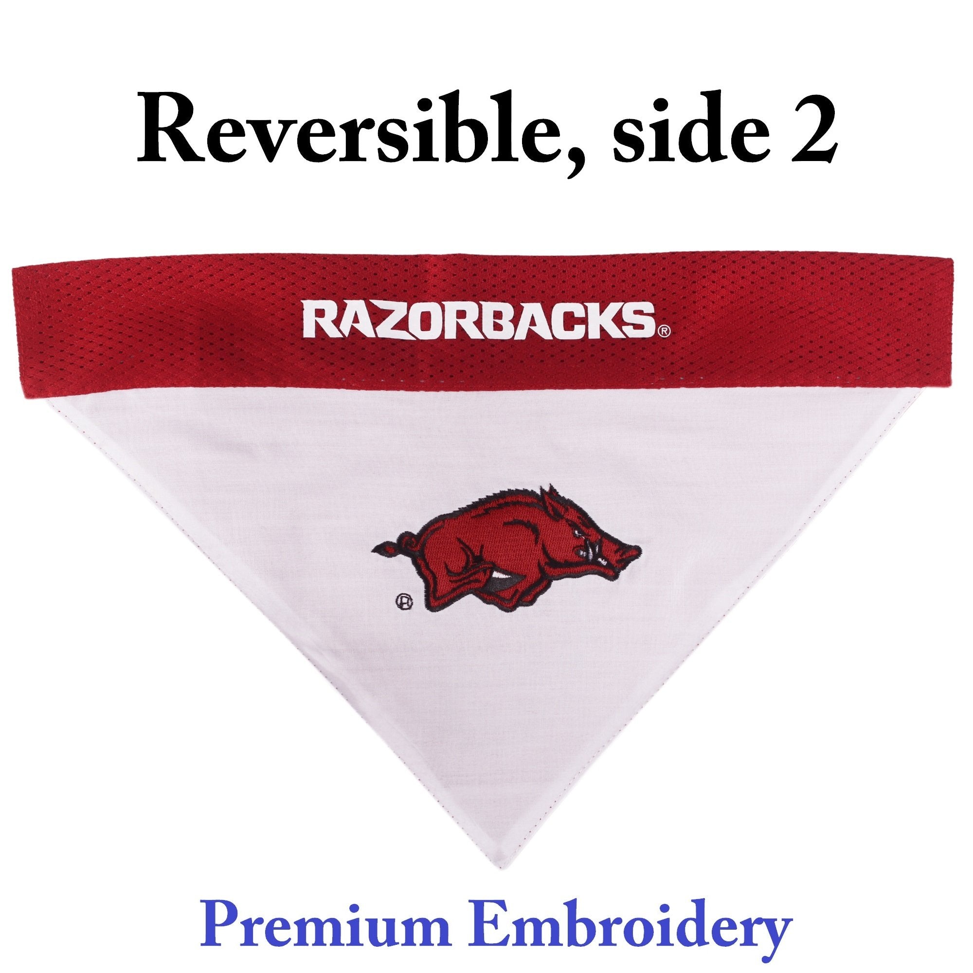 Pets First Collegiate Pet Accessories, Reversible Bandana, Arkansas Razorbacks, Large/X-Large