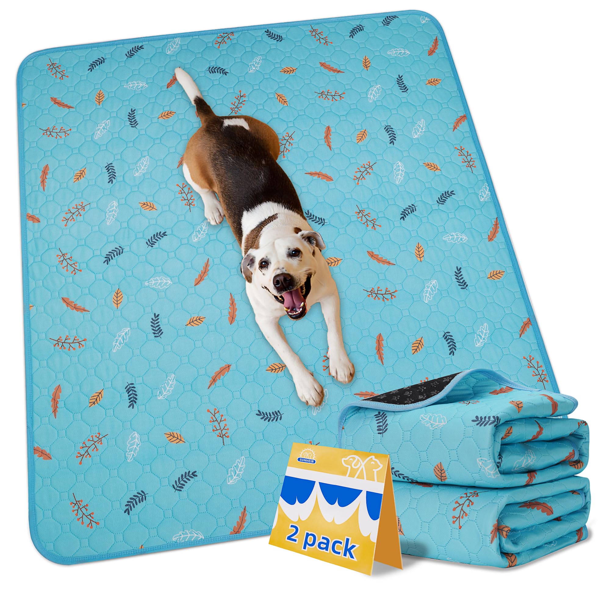 Sunheir Washable Pee Pads For Dogs Extra Large 36' X 72' 2-Pack, Reusable Puppy Pads Pet Training Pads, Waterproof Dog Pee Pads For Crate, Whelping Pad, Non-Slip Protects Against Urine Leakage