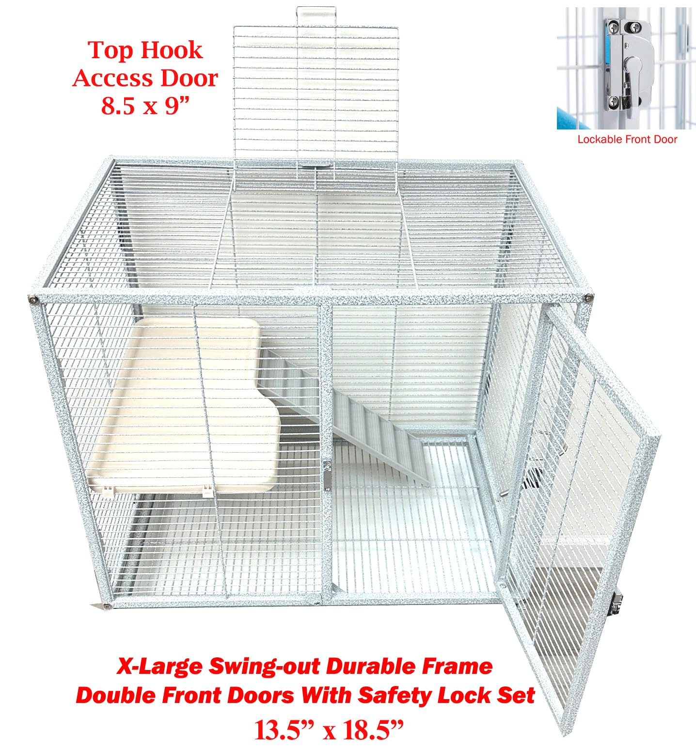 X-Large 31''X18.5''X53.5''H 4-Tiers Deluxe Two Full Story Double Unit Double Large Front Doors Tight 1/2-Inch Wire Spacing For F