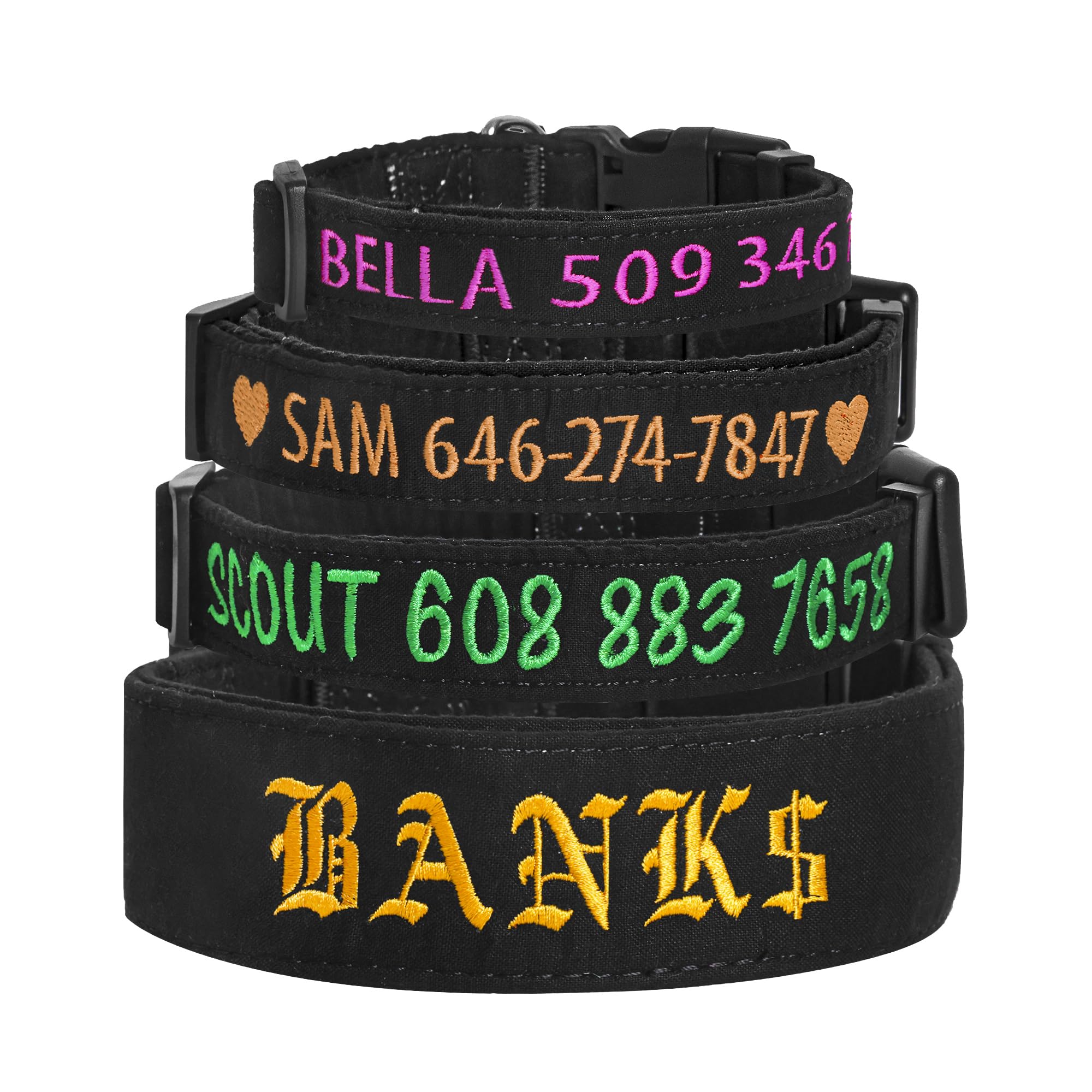 Personalized Dog Collar, Embroidered Pet Collar With Name And Phone Number Adjustable Name Tag For Small, Medium, And Large Dogs