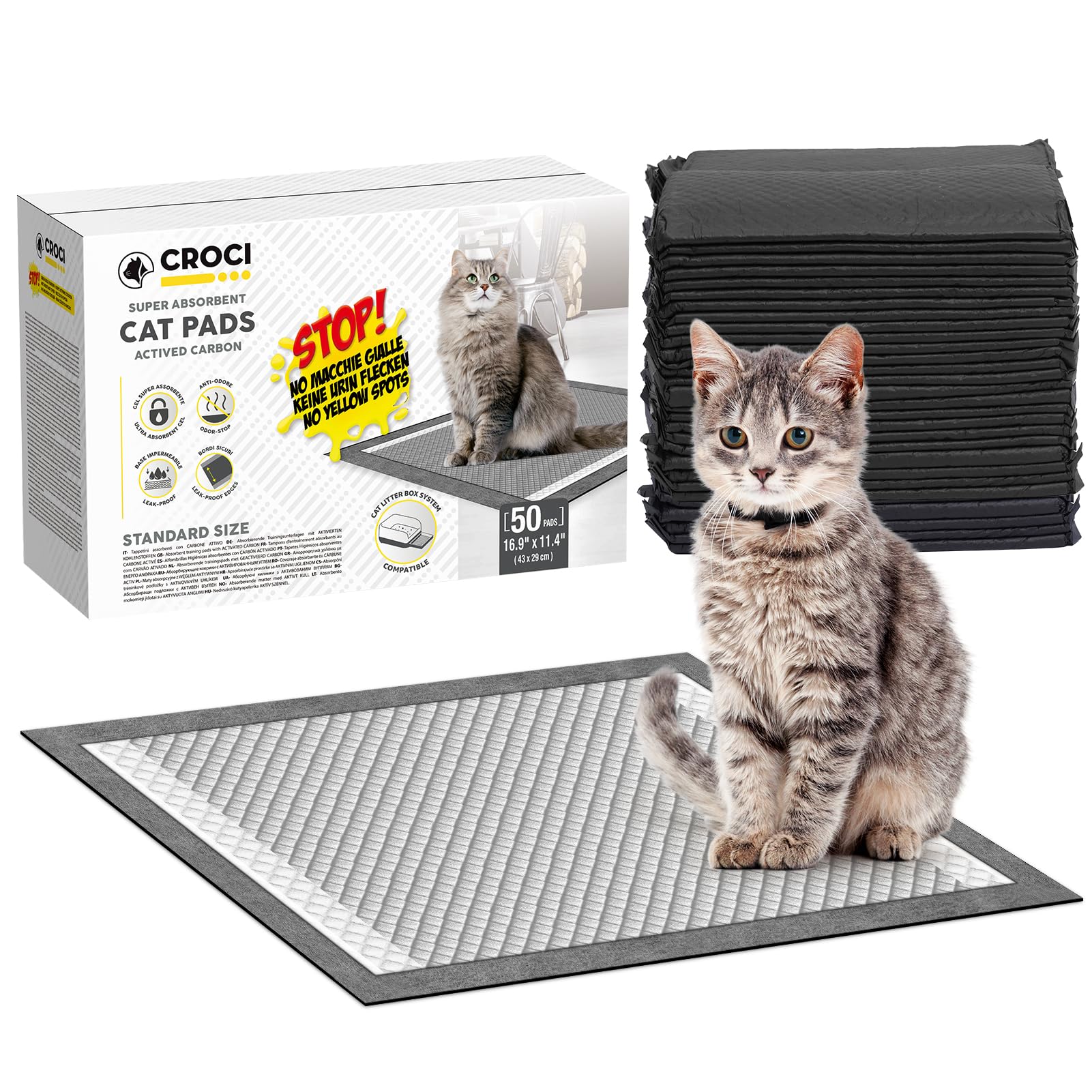 CROCI Cat Pads 16.9 x 11.4 in, Litter Pads for Tidy Cats Breeze Litter System, Pet Pads for Cats Super Absorbent up to 15 Cups, 