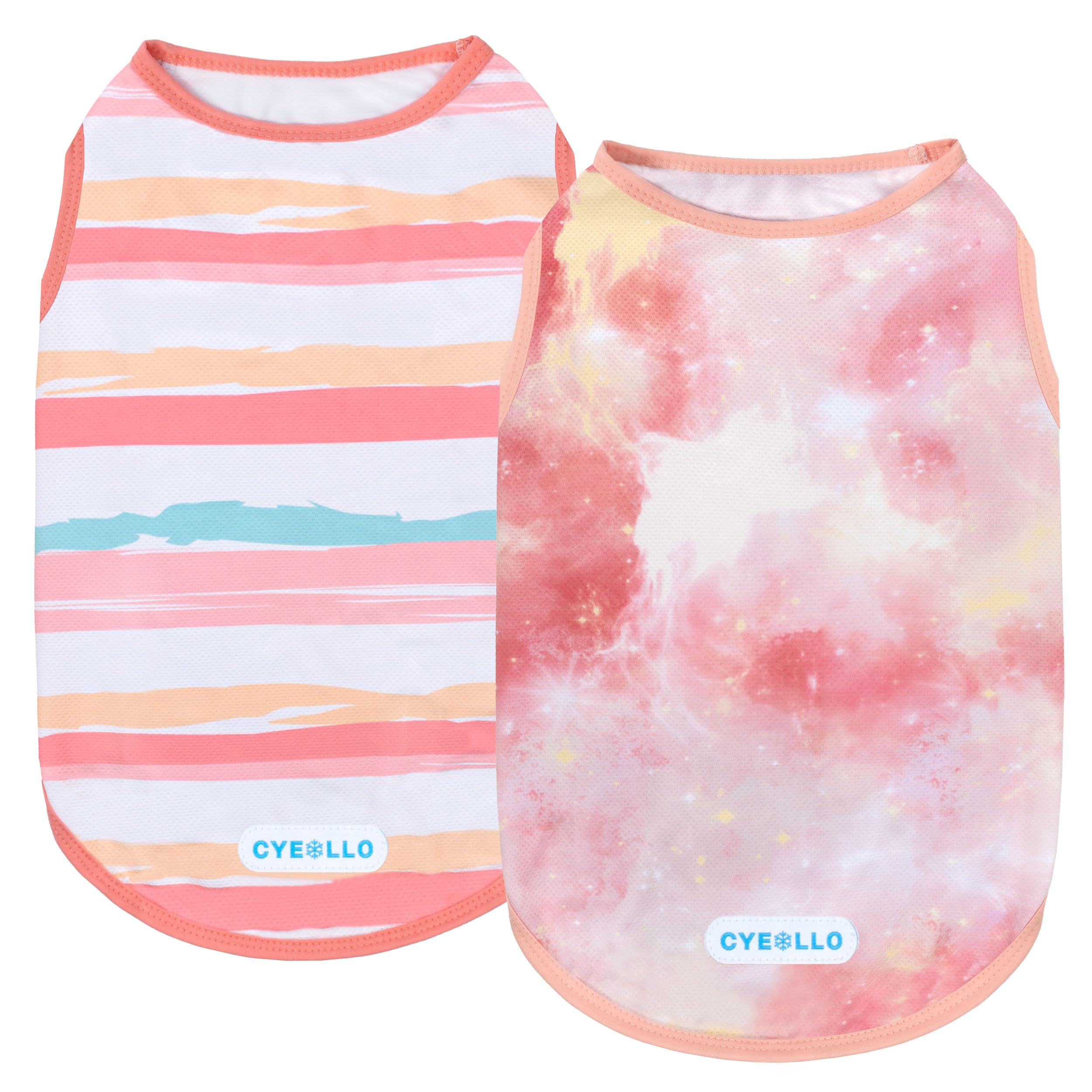 Cyeollo 2Pack Dog Cooling Shirt, Breathable Sleeveless Summer Clothes For Dogs, Intant Cool T Shirts For Small Dogs, Pink S