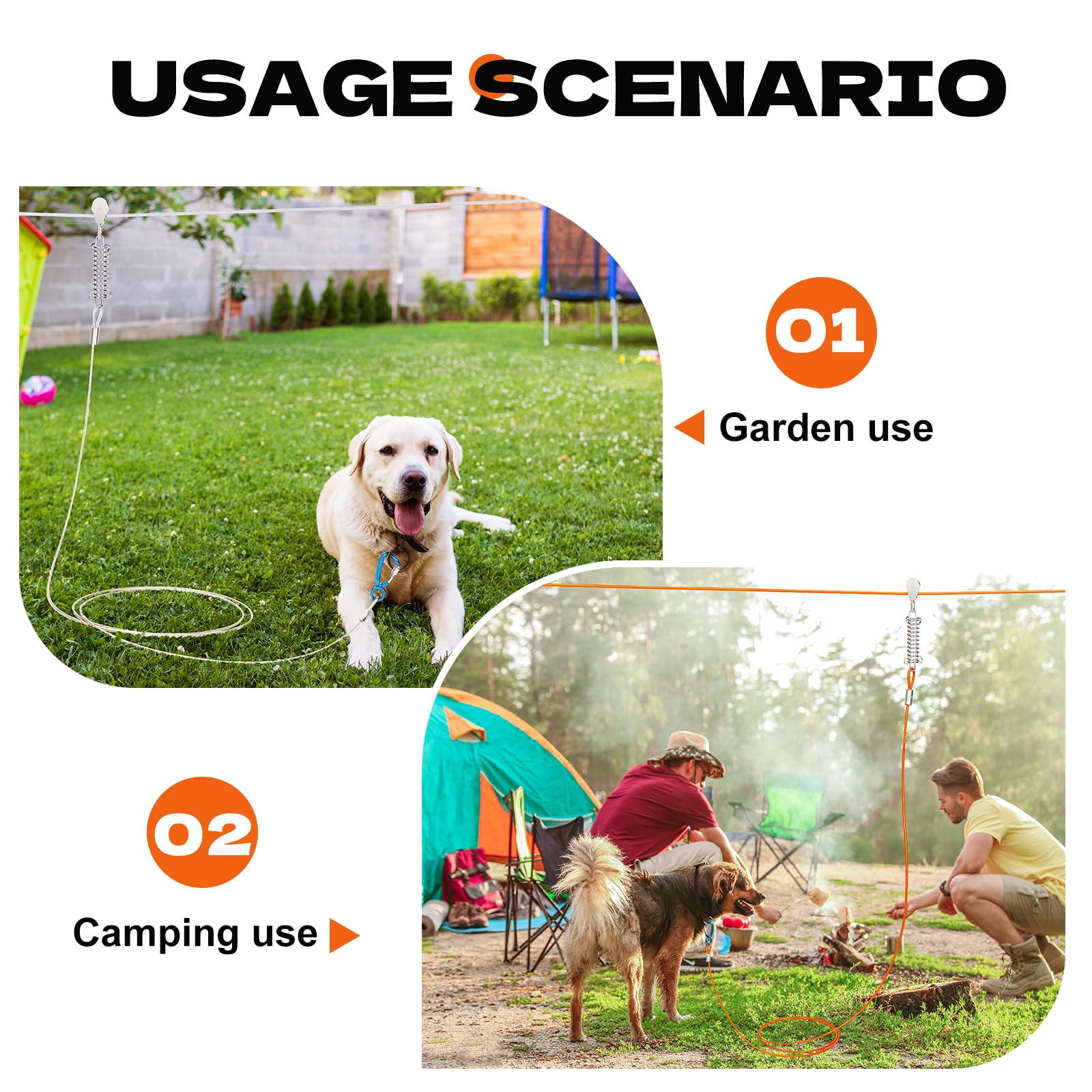 Dog Runner For Yard Large Dog Heavy Duty 100Ft With Double Shock Absorbers Tangle-Free Aerial Trolley System For Large Dogs Up T