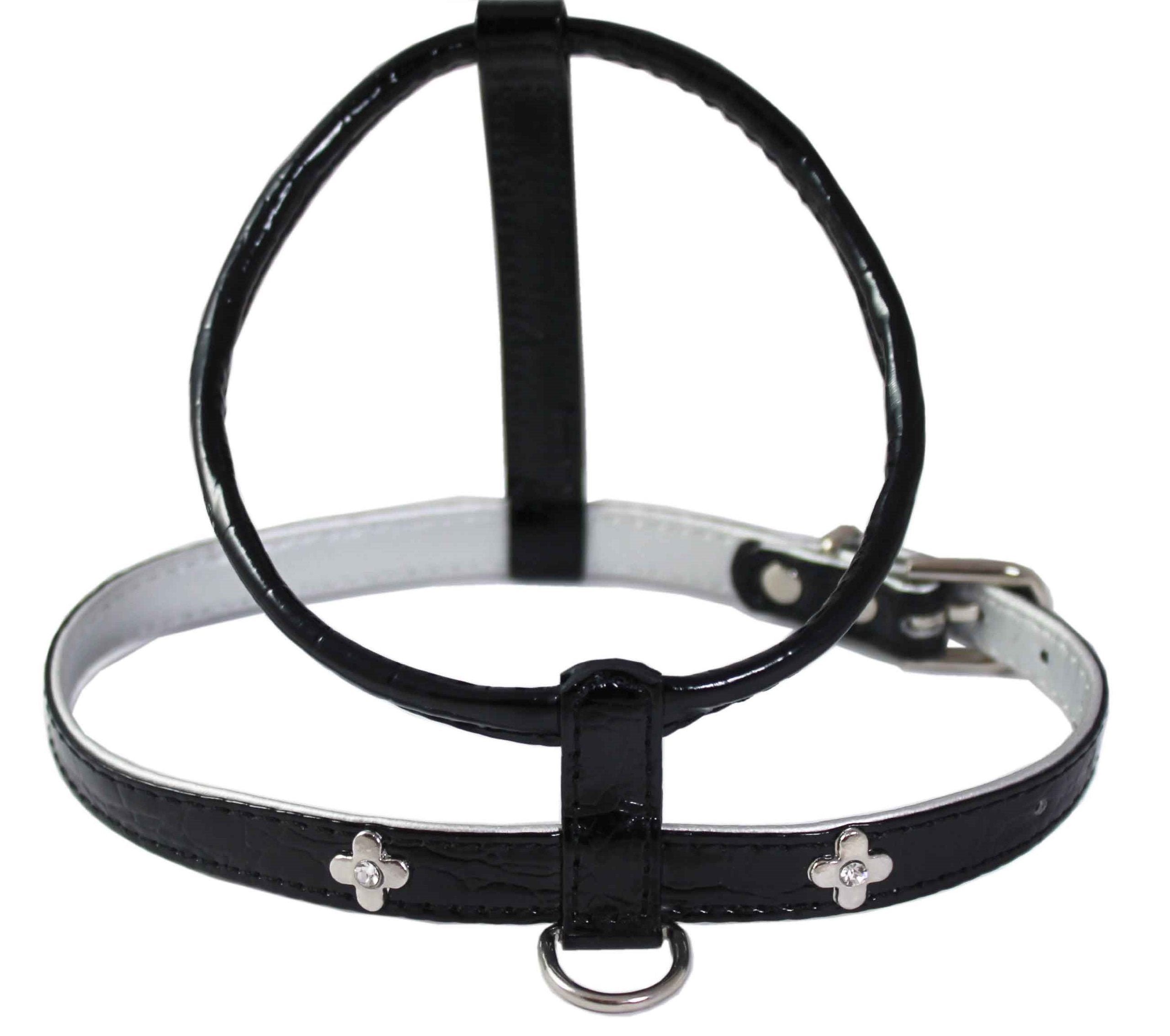 Black Faux Leather Studded Dog Harness Small for 12.5-15.5 Chest