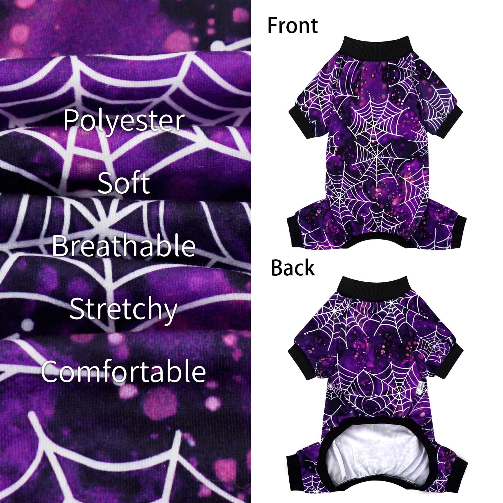 Xpudac Halloween Dog Pajamas For Small Medium Dogs Spider Puppy Costume Soft Pet Clothes Outfit Cat Jumpsuits
