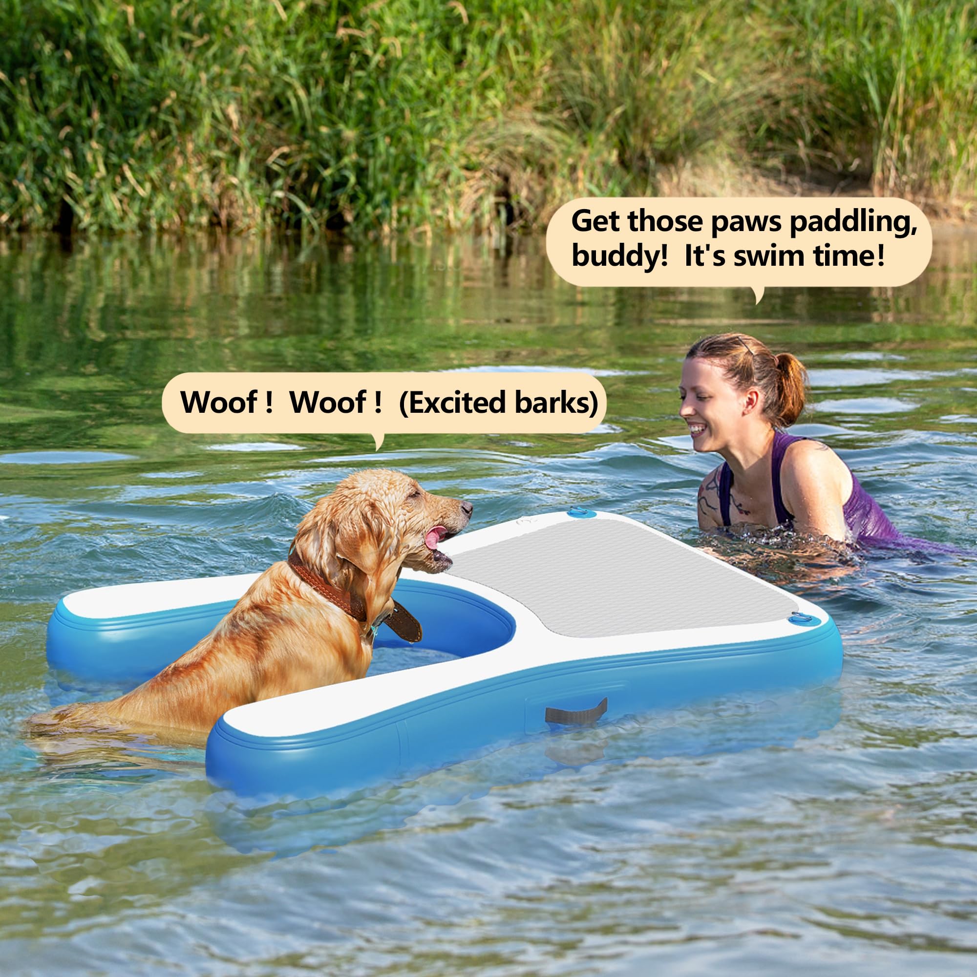 Coziwow Dog Boat Ramp 60' L Extra Wide Dog Pool Ramp,Floating Water Ladder For Dogs Up To 220 Lbs,Puncture-Resistant Surface Id