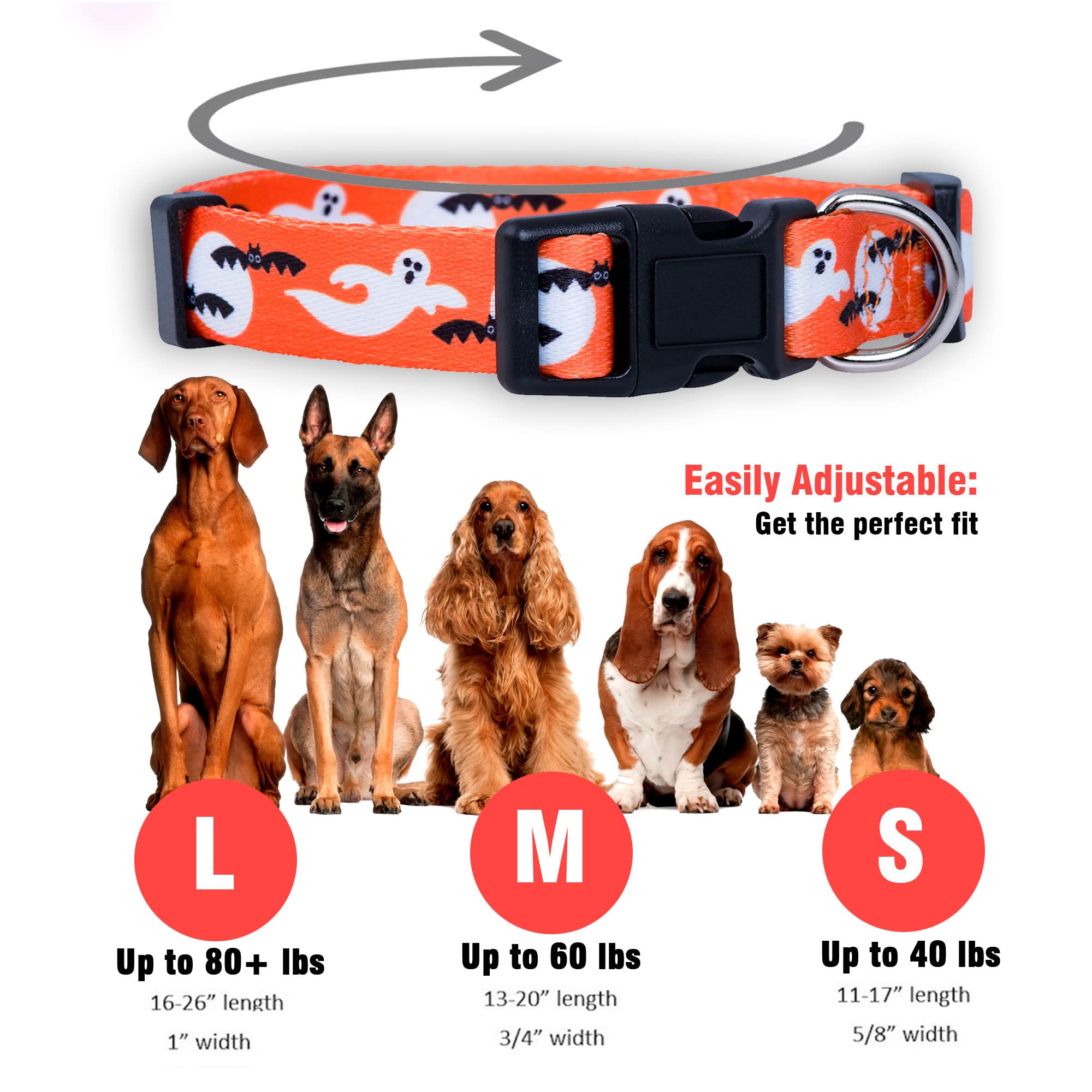 Native Pup Halloween Dog Collar (Large, Ghosts)