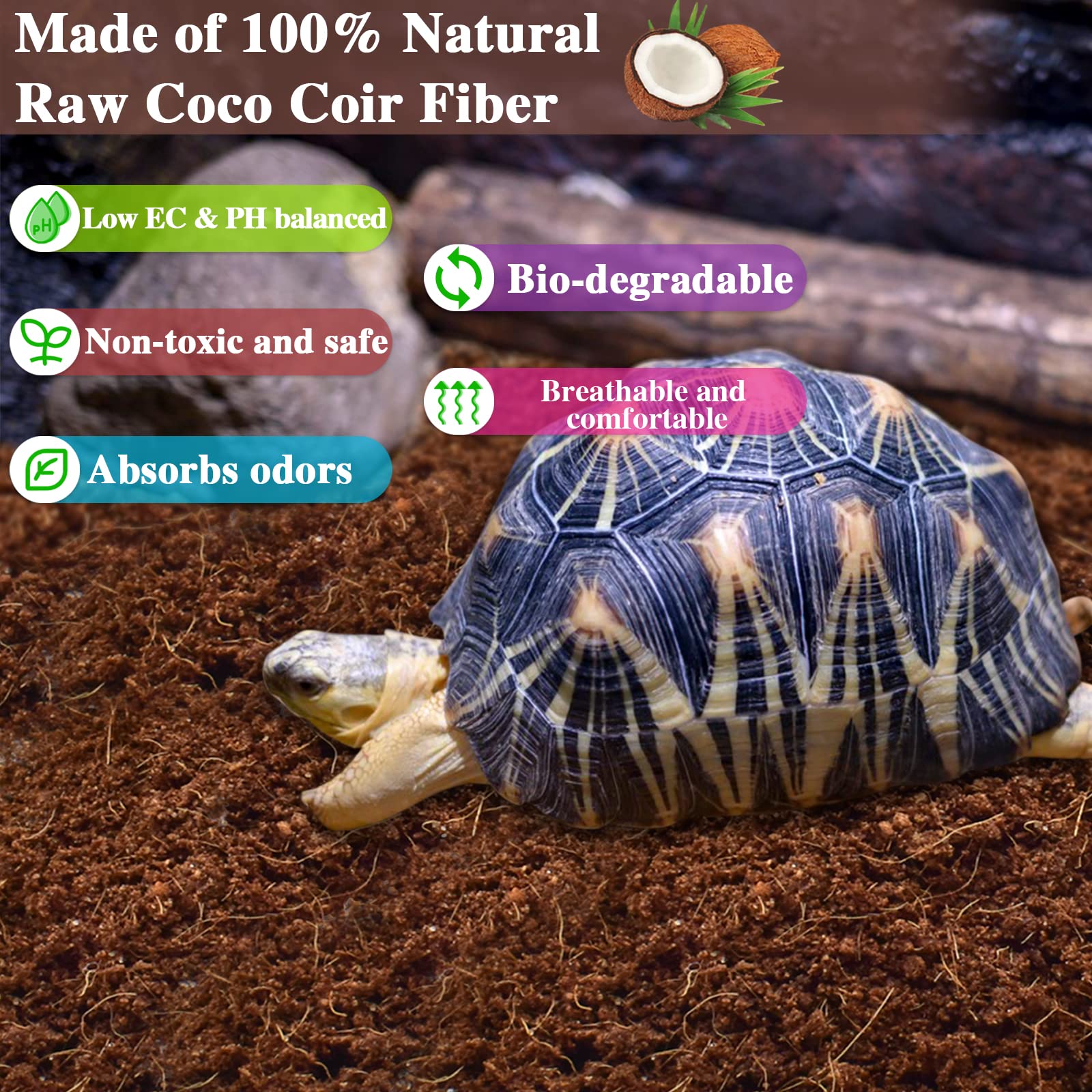 Zeedix 2Pcs Compressed Coconut Fiber Substrate, 100% Organic Coco Coir Fiber Brick Substrate Fluffy Bearded Dragon Tortoise Snake Terrarium Substrate Loose Natural Husk Terrarium Bedding For Reptiles