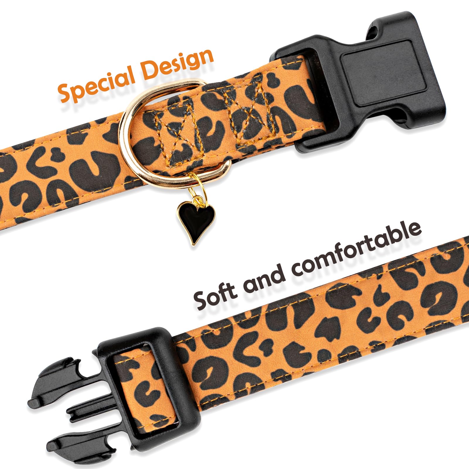 Faygarsle Brown Leopard Print Dog Collar For Small, Medium, Large Boys Girls Dogs M