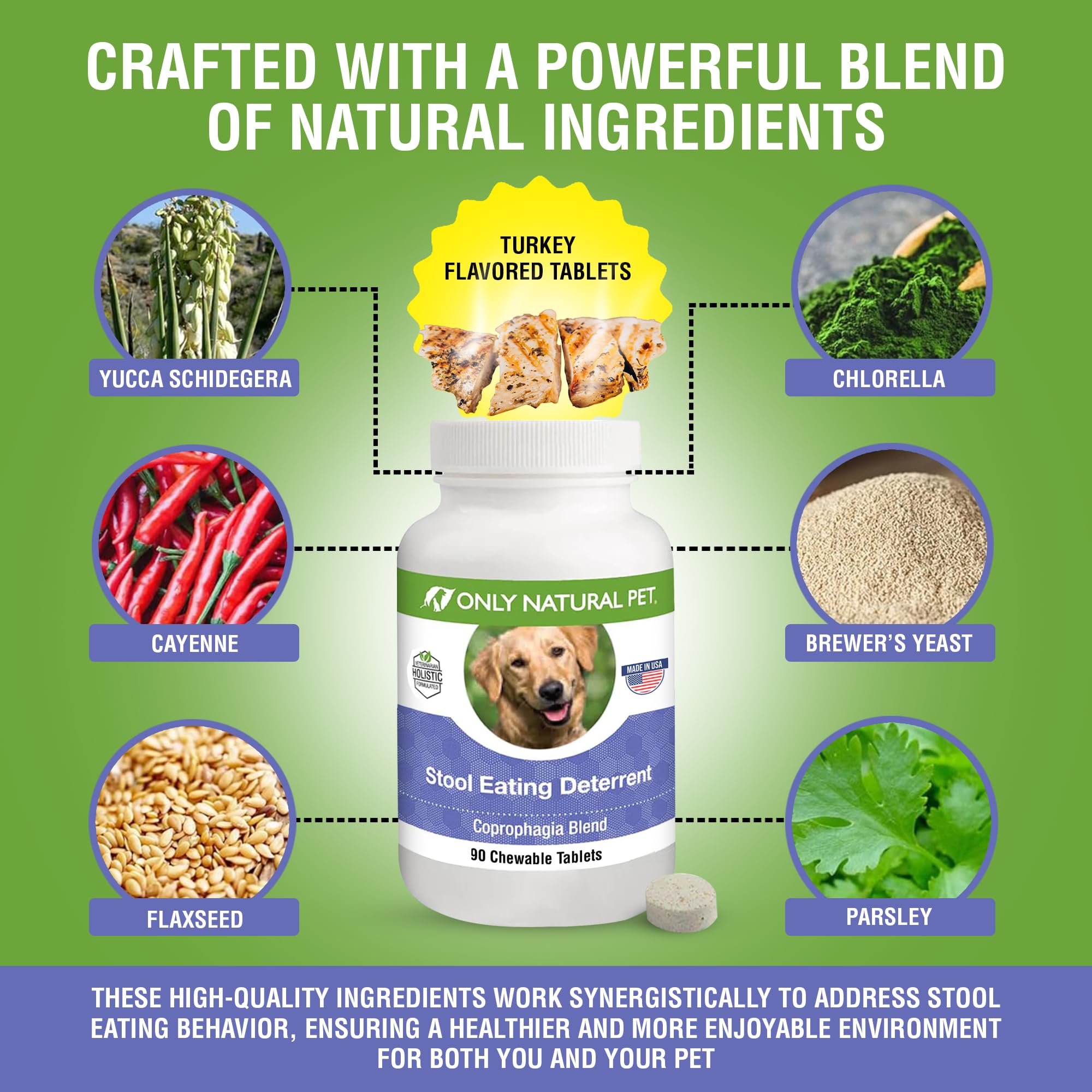 ONLY NATURAL PET Stool Eating Deterrent - Stop Stool Eating Coprophagia - Prevent Poop Eating in Dogs & Puppies | w/Digestive En