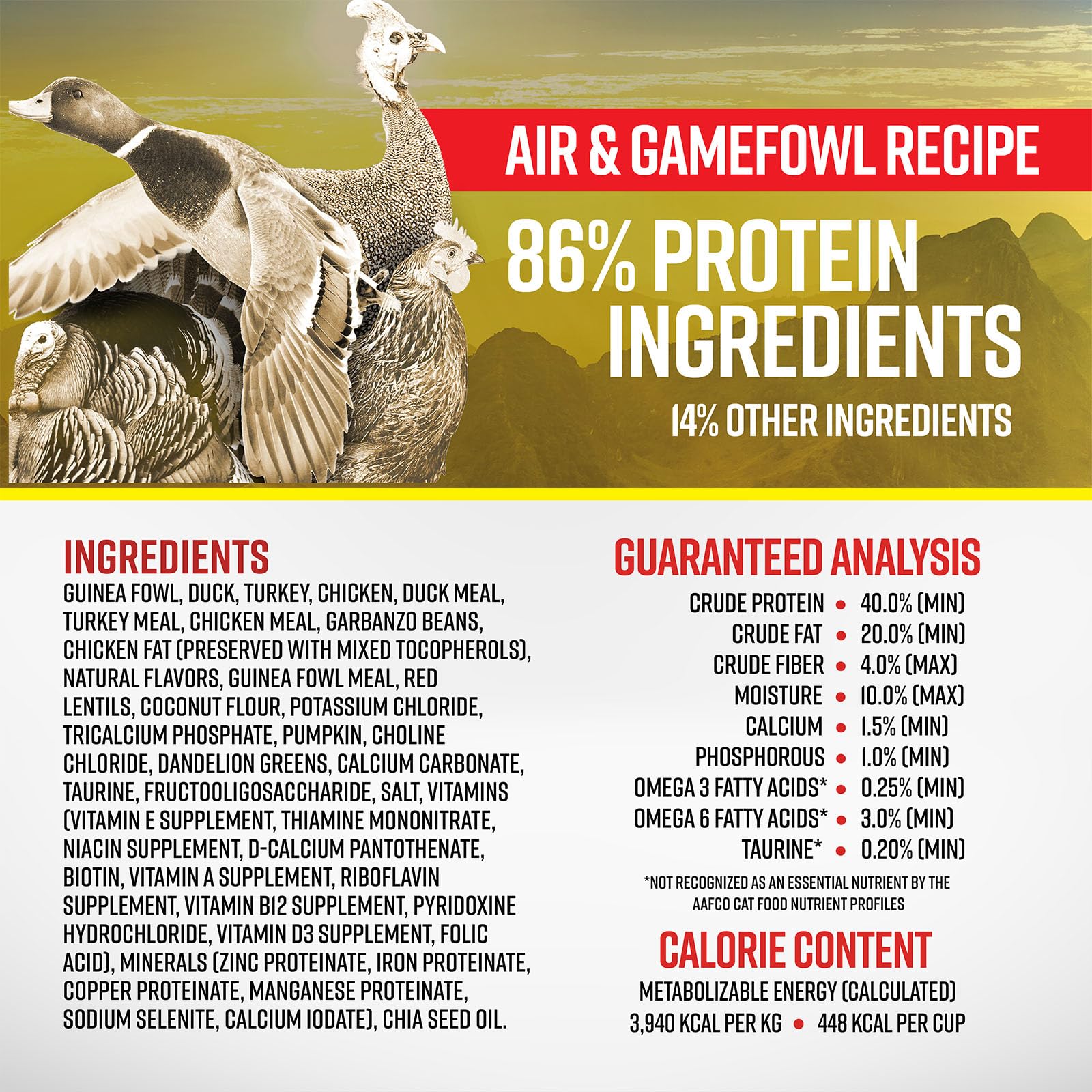 Essence AIR & Gamefowl CAT Recipe Dry CAT Food, 4LB Bag