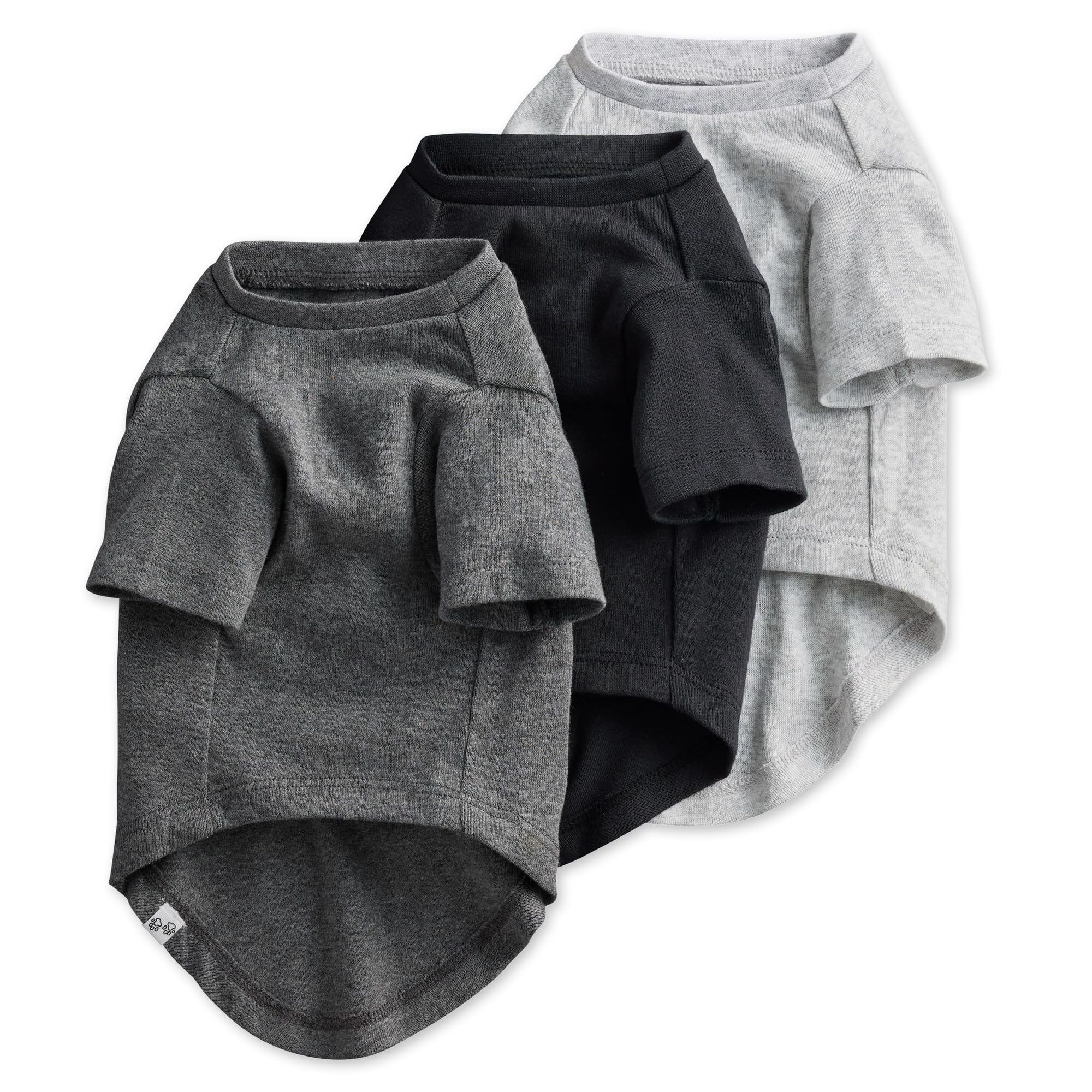 Pet Passion Multipack 100% Organic Cotton Dog Short Sleeve T-Shirt Pet Tees For All Breeds, Gray Ombre, Large