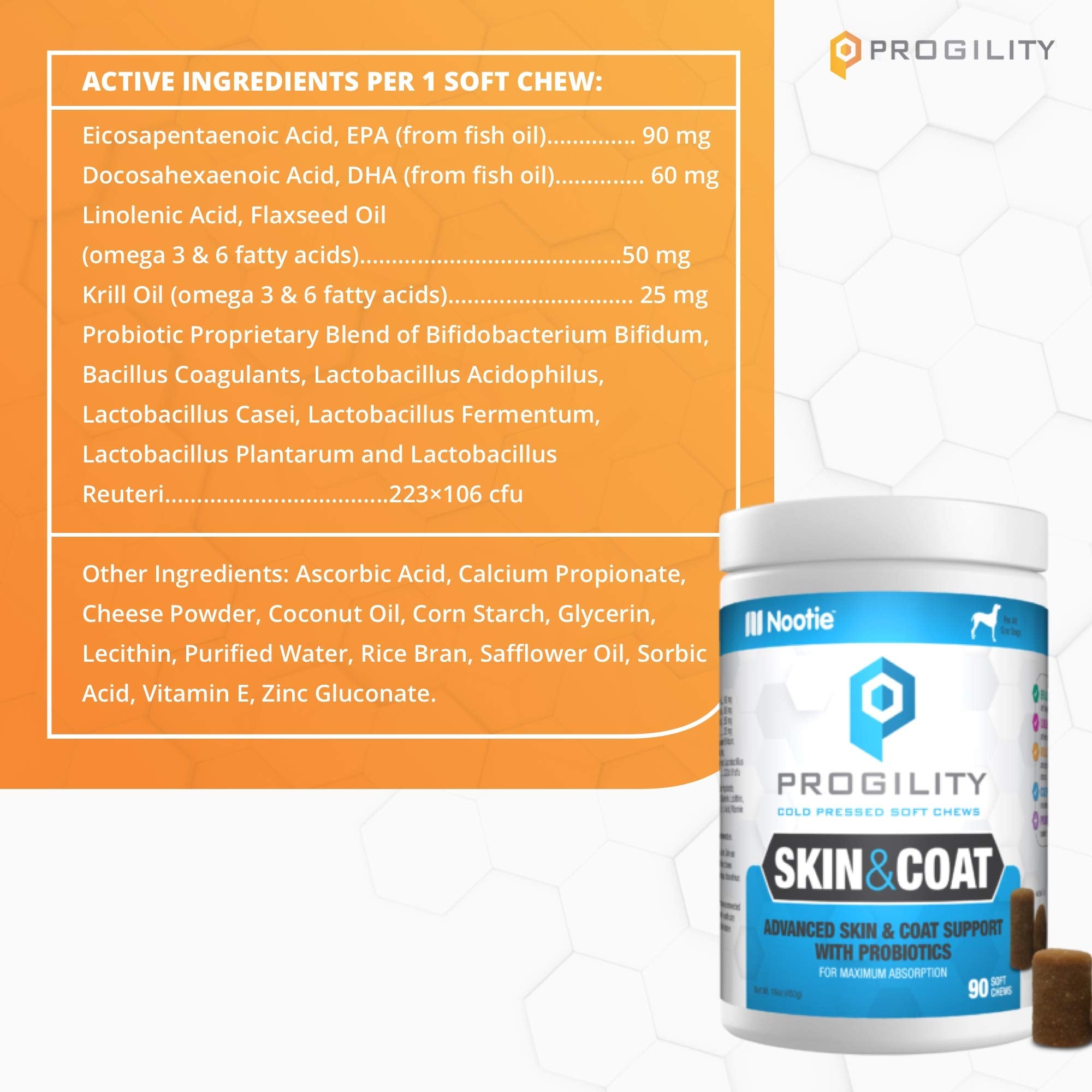 Nootie Dog Progility Max Skin and Coat Krill 90 Count