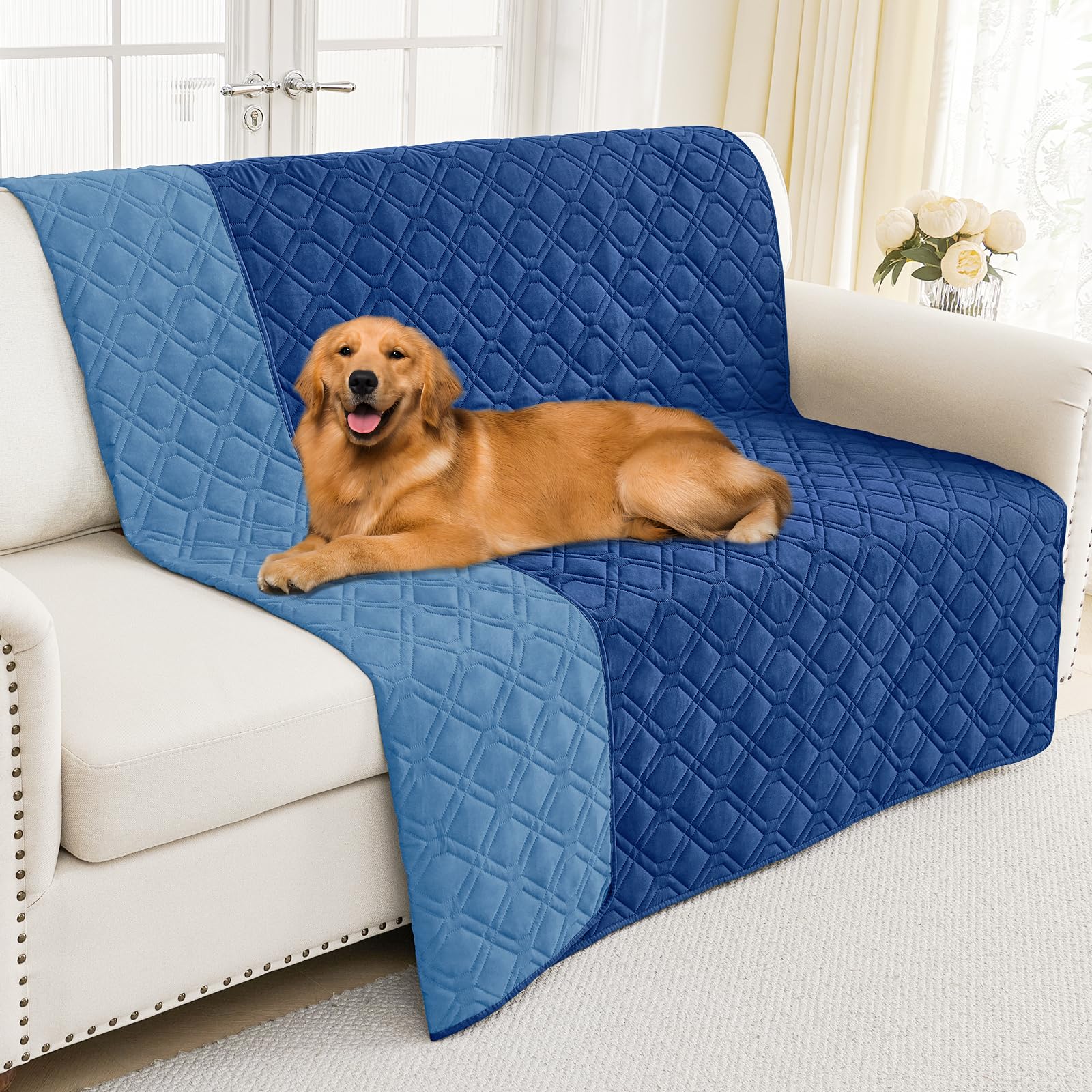 Smiry Waterproof Dog Blanket, 62X82 Inch Soft Pet Bed Cover Reversible, Washable Sofa Couch Furniture Protector For Small Medium
