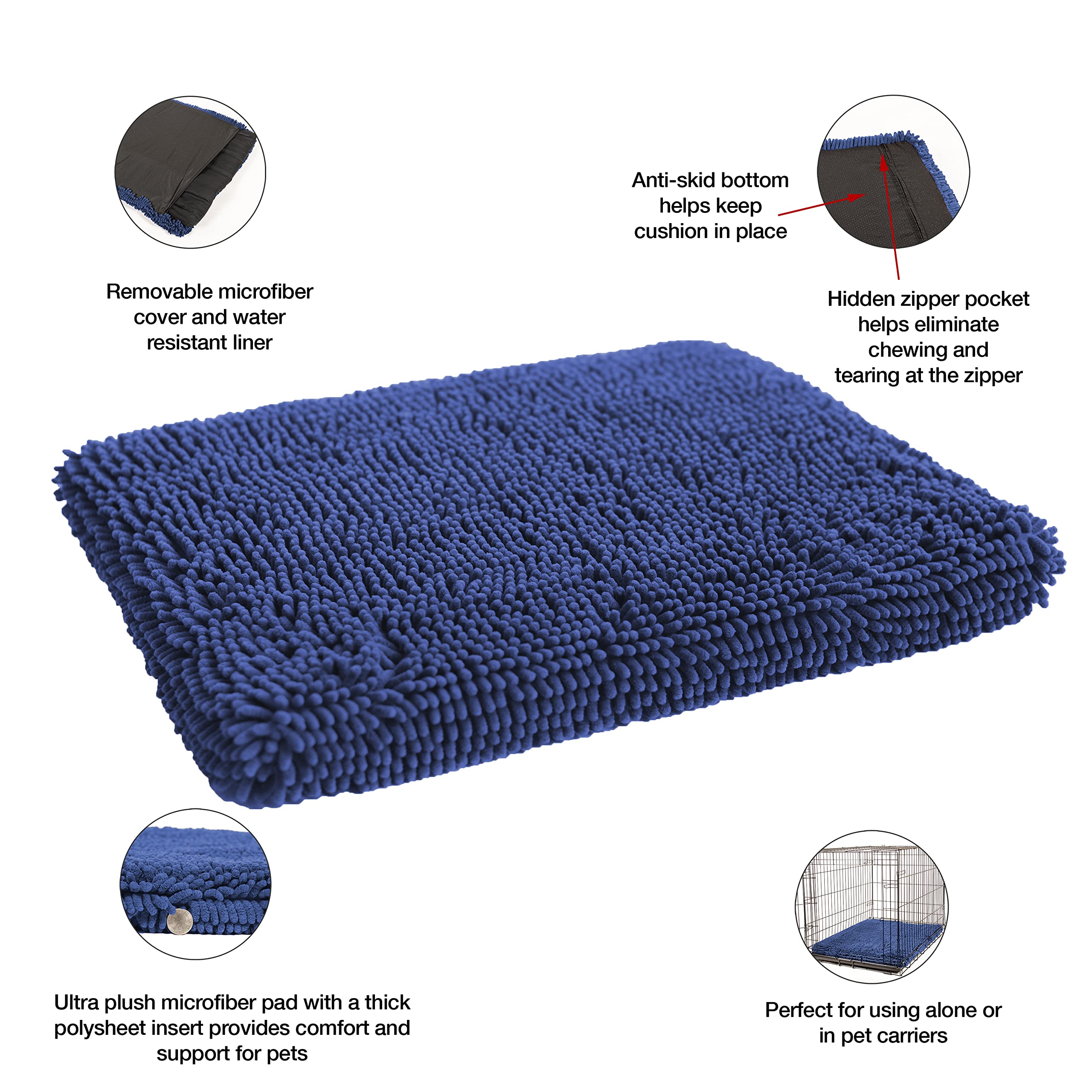 Dog Gone Smart Pet Products Dirty Dog Microfiber Cushion Pad, Bermuda Blue, 23X36 Large (Dgsddcp2397)