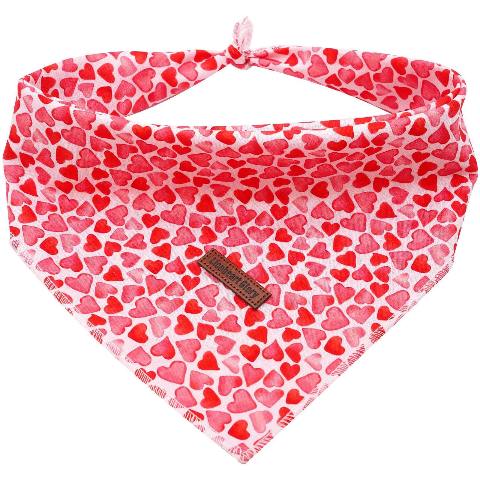 Lionheart Valentine Bandana - Soft Washable Dog Scarf, Square Adjustable For Small Dogs & Cats