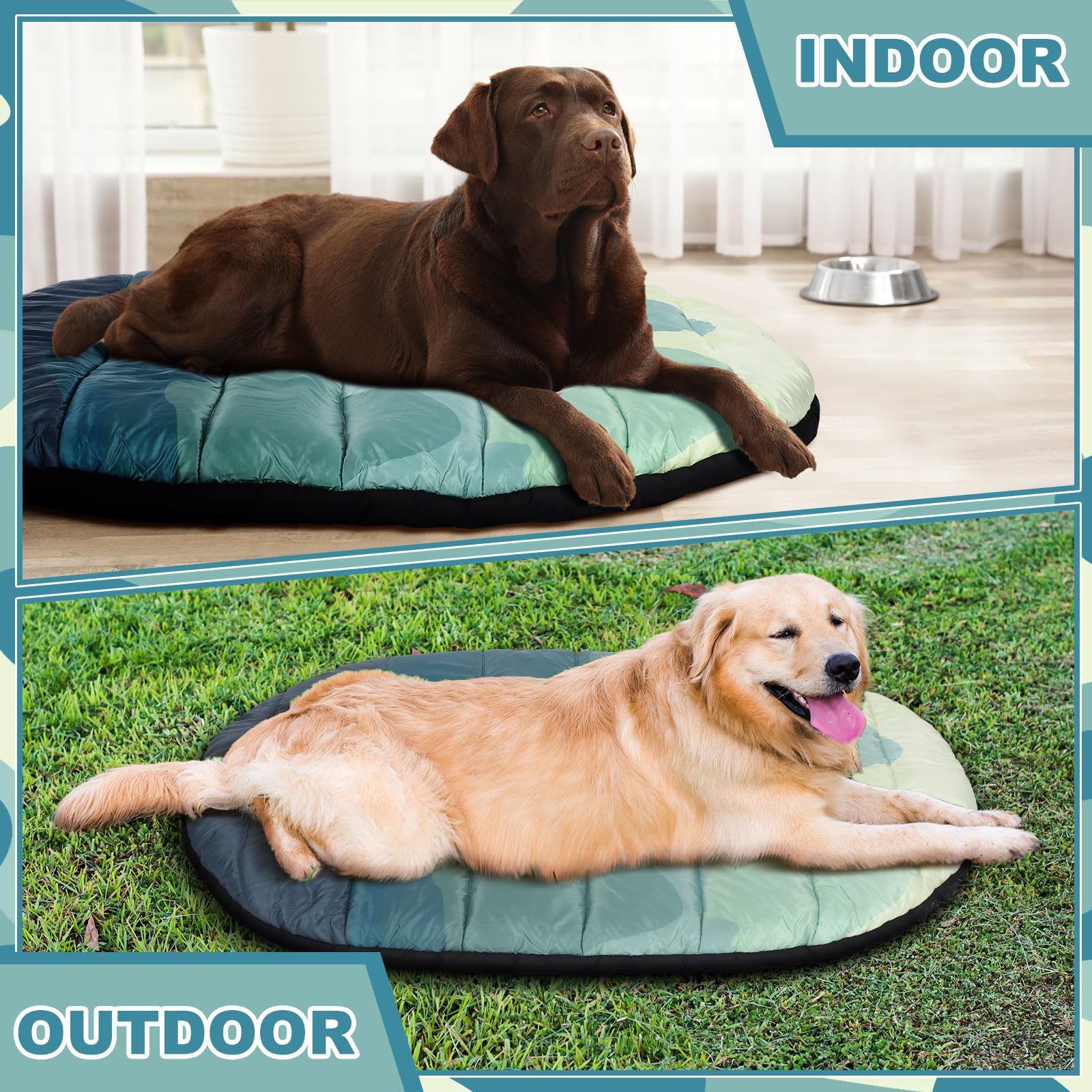 Suzile Outdoor Travel Dog Bed Waterproof Camping Dog Beds Washable And Portable Travel Pet Mat With Carry Bag For Large/Medium P