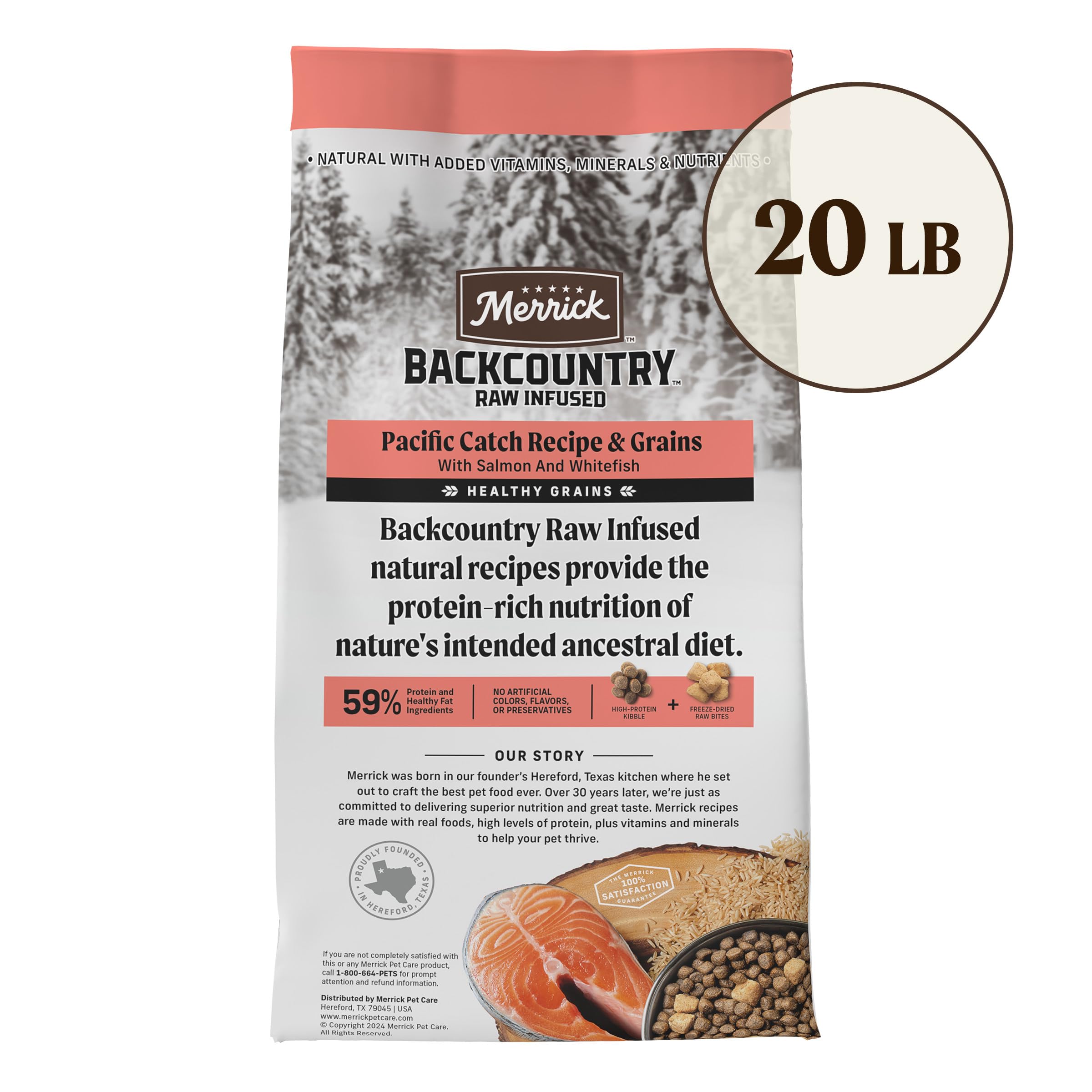 Merrick Backcountry Healthy Grains Premium Dog Food Kibble with Freeze Dried Raw Pieces, Pacific Catch Recipe - 20.0 lb. Bag