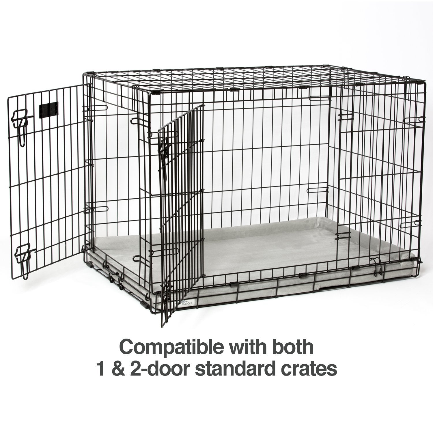 PetFusion PuppyChoice Dog Crate Pad, Grey Microsuede, Water Resistant, 21"x12", Model PF-CB6A, Removable Washable Cover