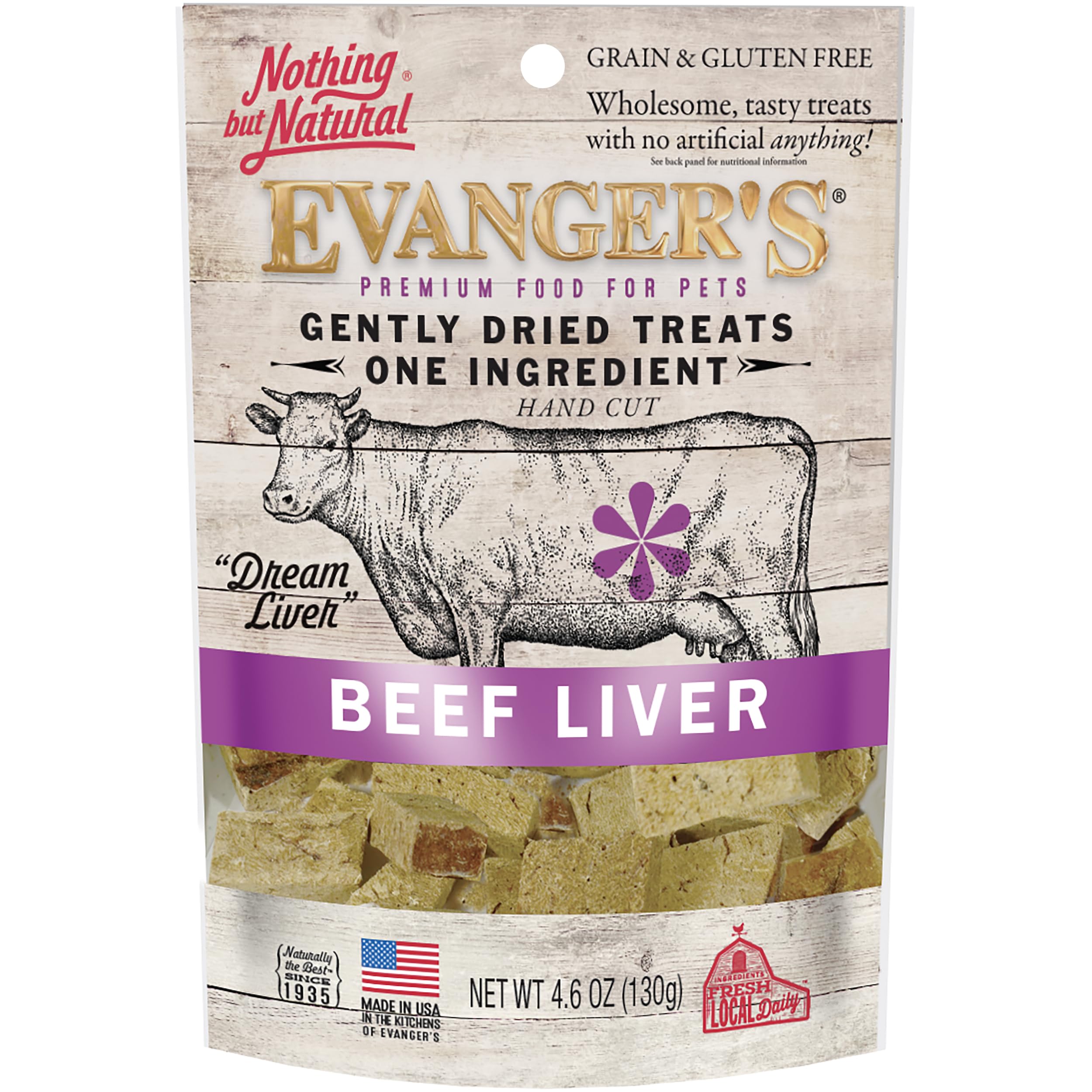 Evangers Nothing But Natural Gently Dried Beef Liver Dog & Cat Treats - 4.6 oz - Single-Ingredient, Grain-Free, Protein-Rich Sn
