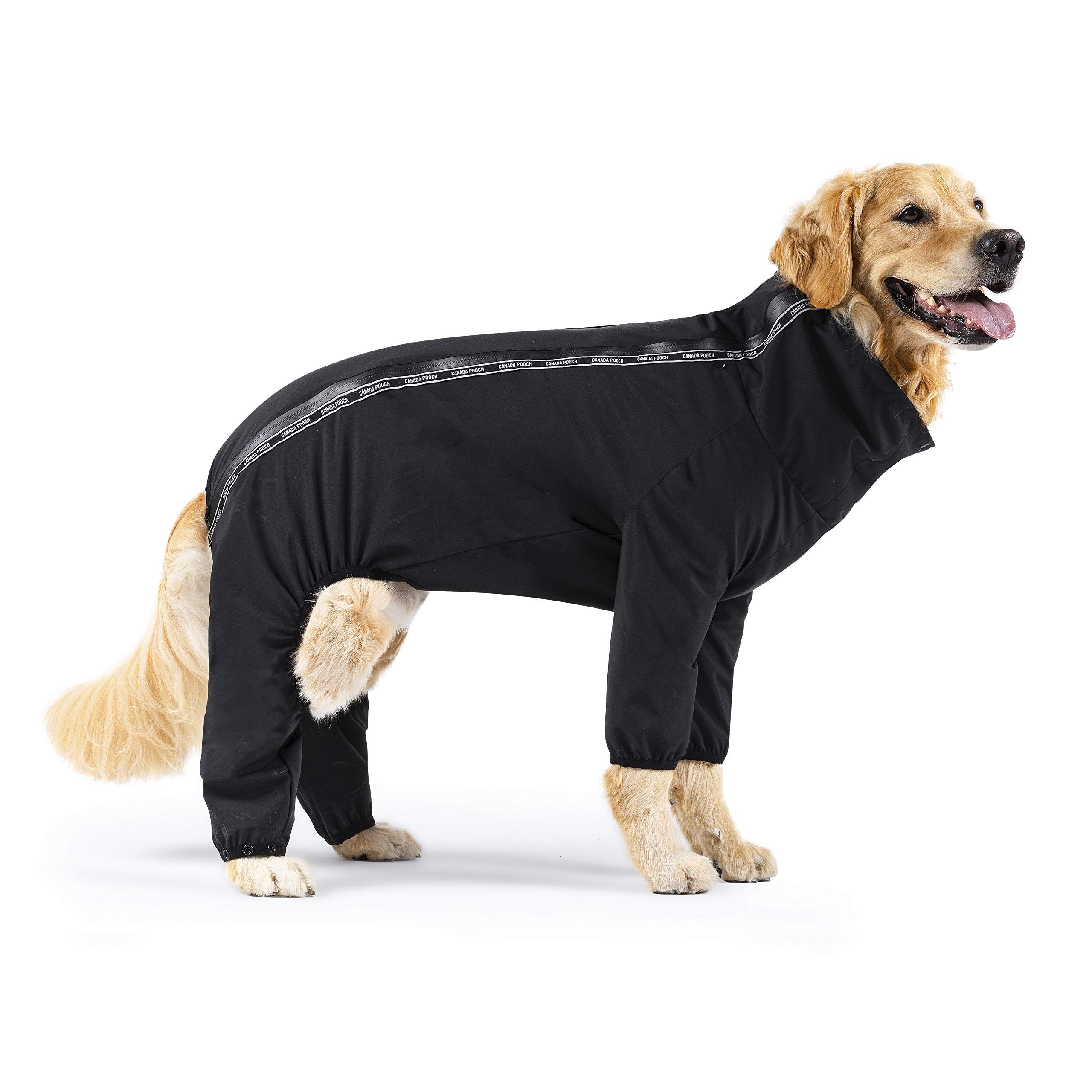 Canada Pooch Dog Slush Suit Dog Bodysuit For Rain And Snow Full Body Dog Suit Water-Resistant Dog Onesie (Black, 10 (9-11' Back Length))
