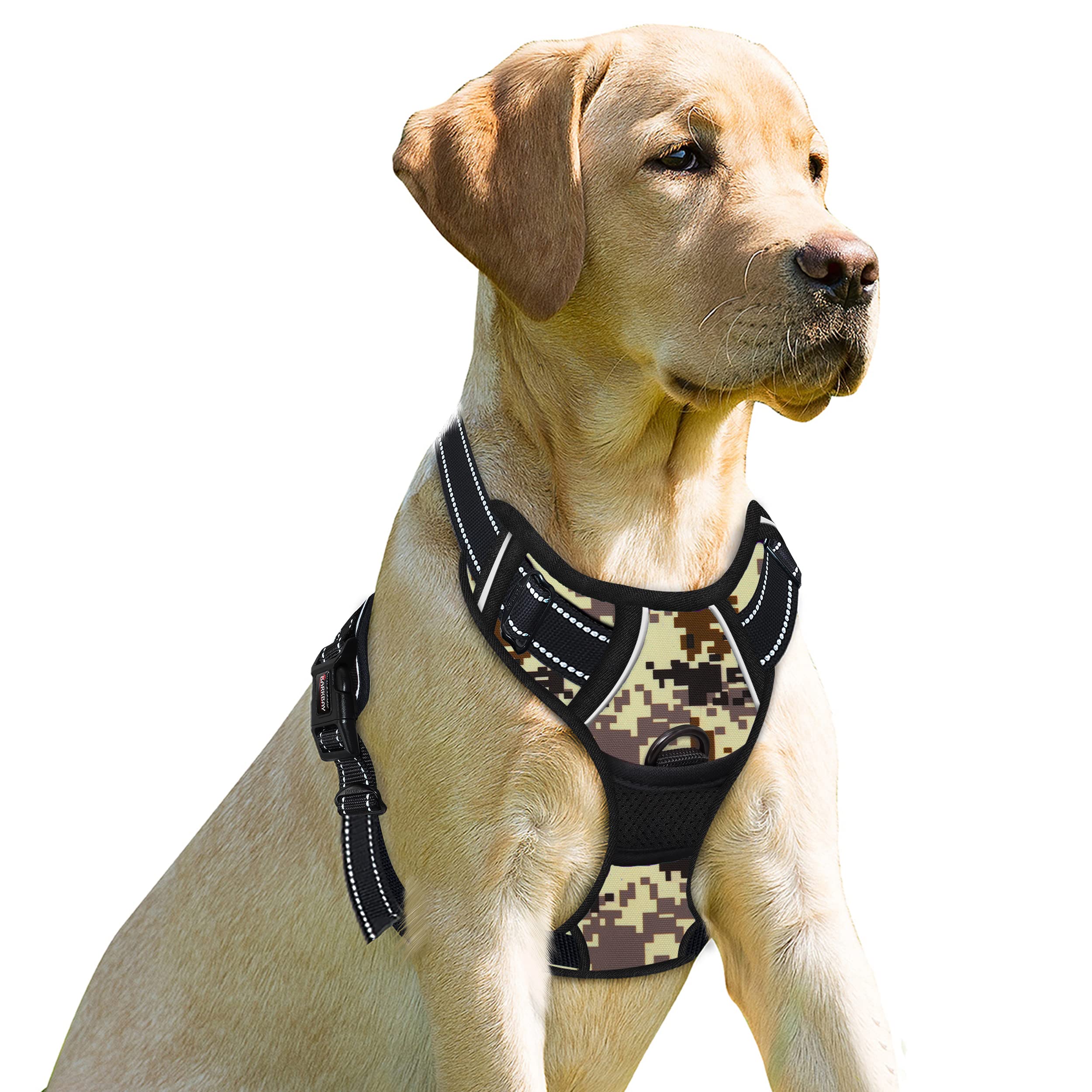 Barkbay No Pull Dog Harness Front Clip Heavy Duty Reflective Easy Control Handle For Large Dog Walking(Desert Camo,M)