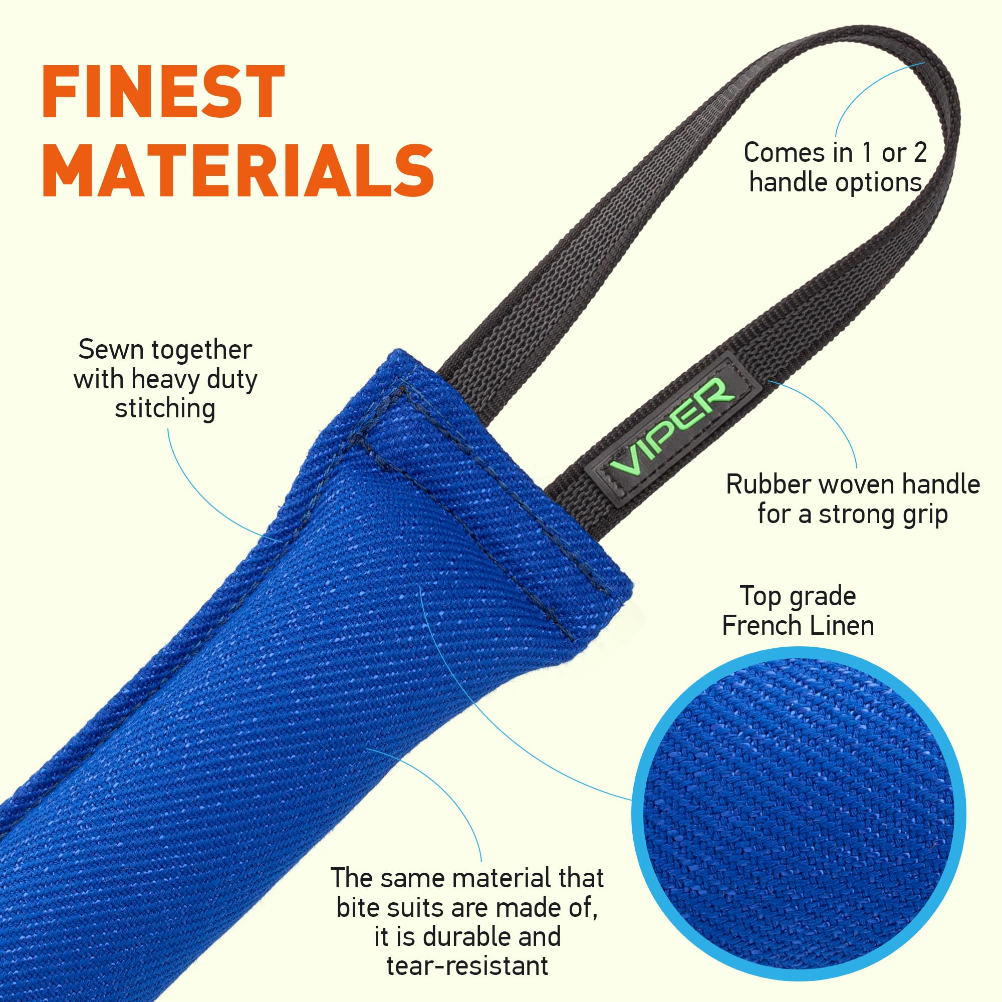 Viper Vs1166-2 40 Cm. L X 60 Mm. Synthetic Linen Tug With One Handle, Blue