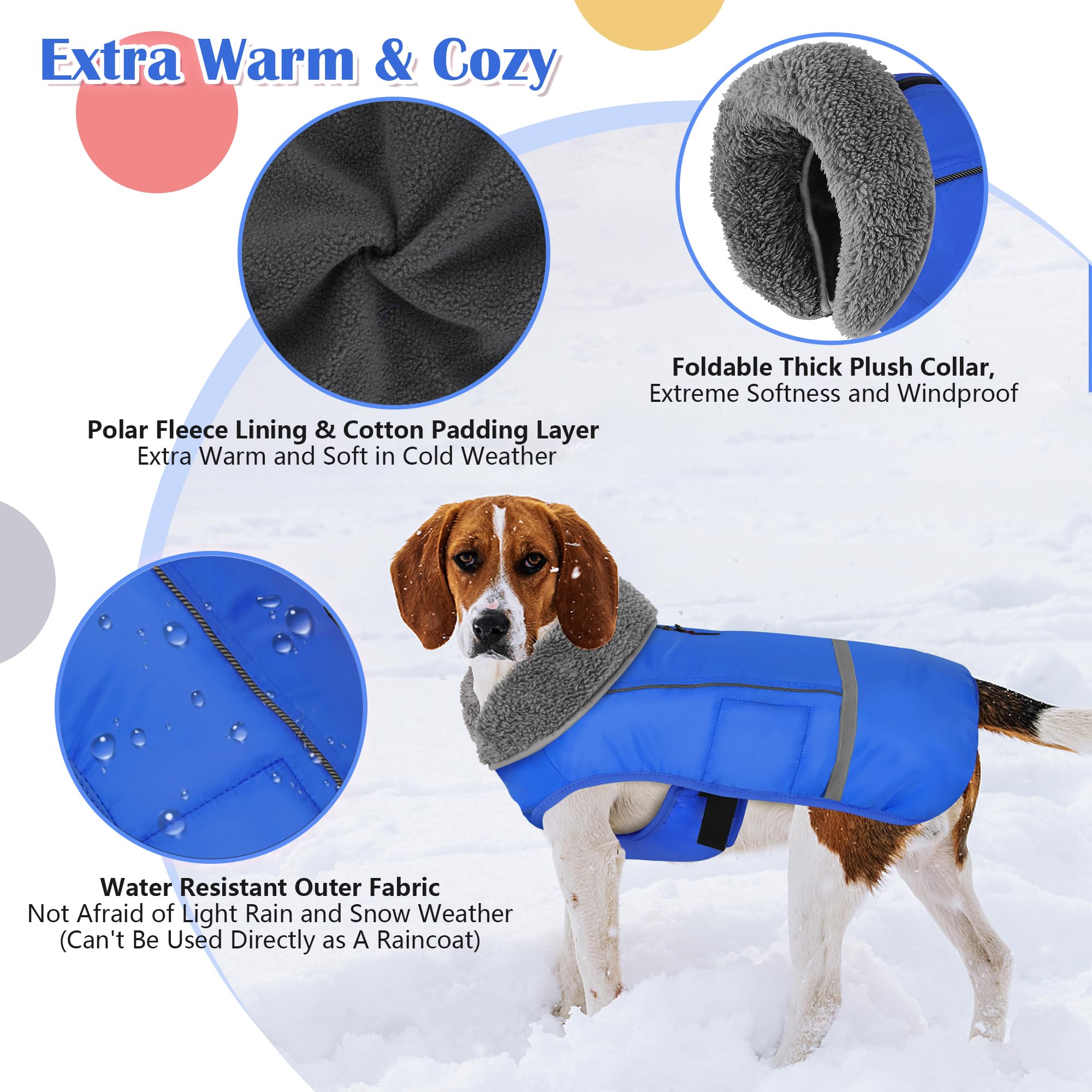Dogcheer Dog Coat - Waterproof, Adjustable Winter Coat With Buckle, Reflective, Windproof, Snow Jacket, Fleece Sweater For Small