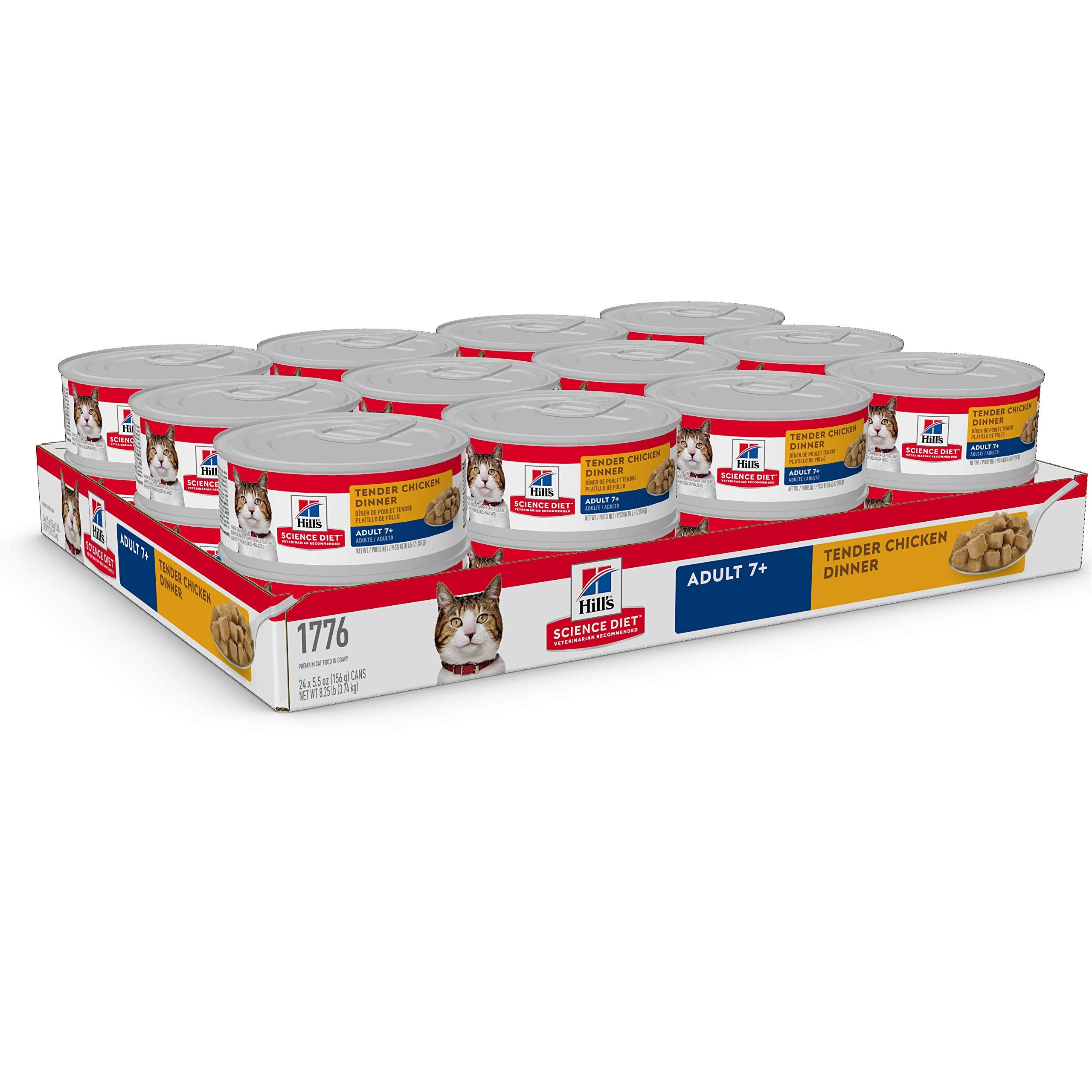 Hills Science Diet Adult 7+, Senior Adult 7+ Premium Nutrition, Wet Cat Food, Chicken Stew, 5 oz Can, Case of 24
