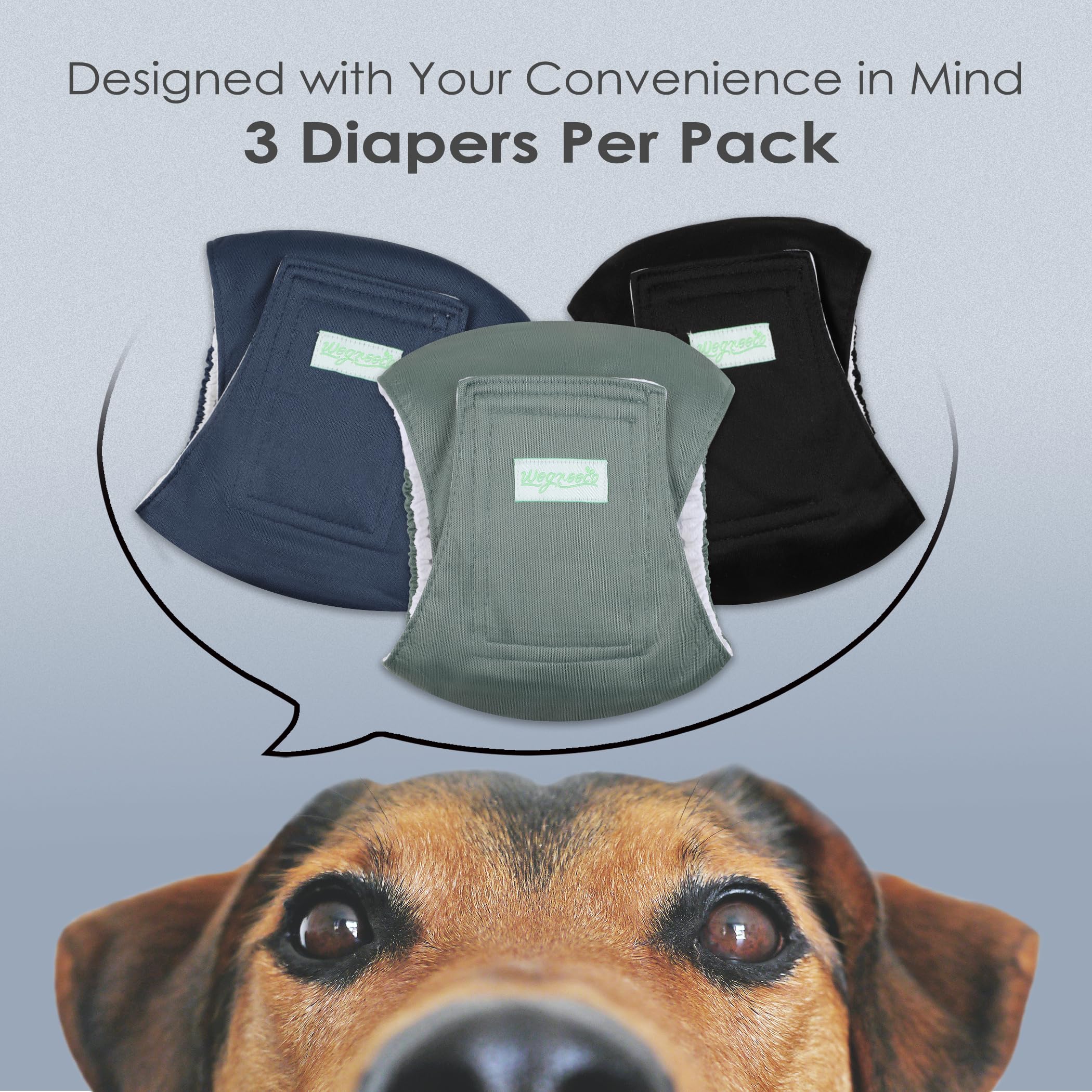 Wegreeco Washable Male Dog Belly Band (Stylish Pattern)- Pack Of 3 - Washable Male Dog Belly Wrap, Dog Diapers Male (Blue, Green, Black, Large)
