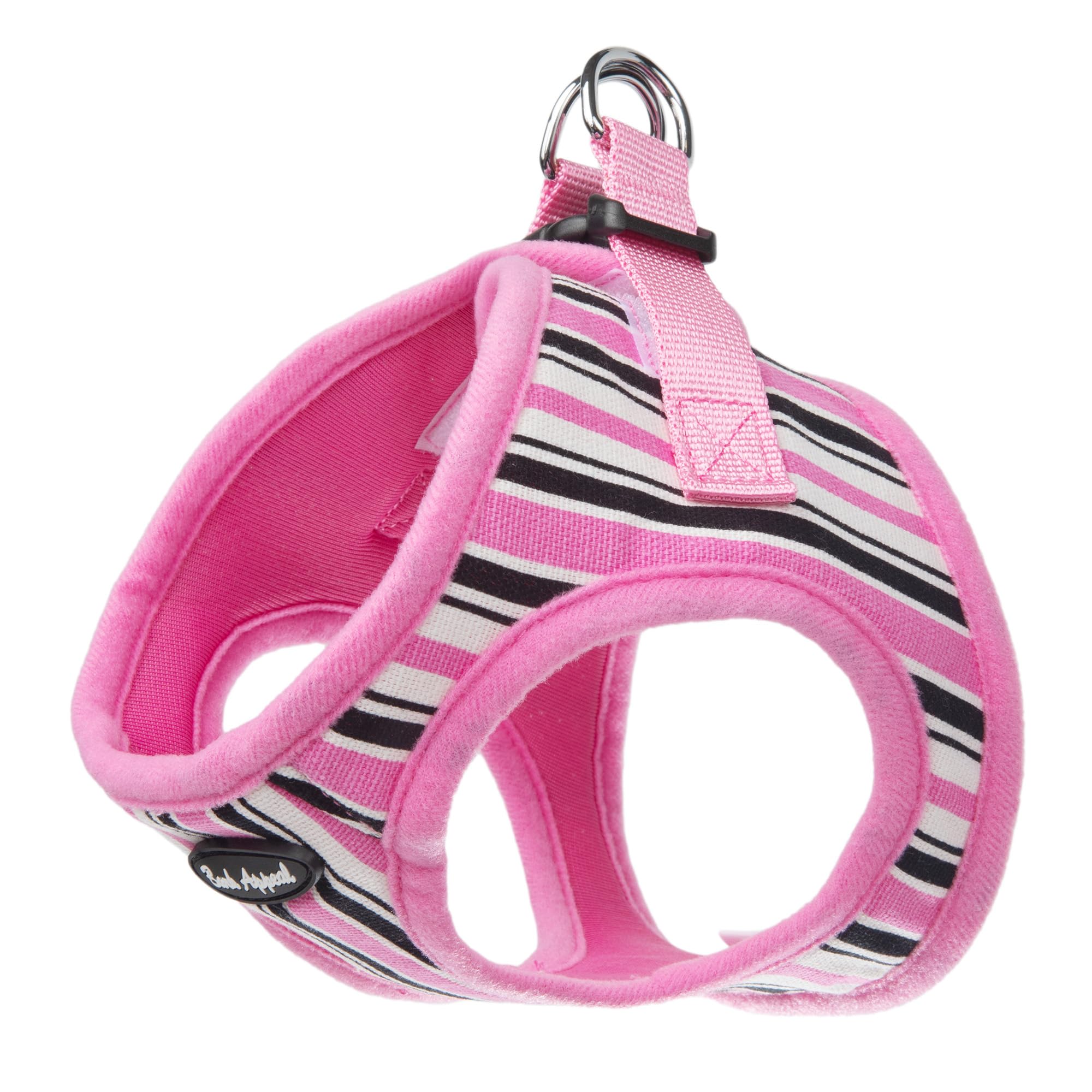 Bark Appeal Pink Stripe Step-in Dog Harness for Small-Medium Pets - Updated Sizing, Re-Measuring is Essential - Soft Vest Harnes