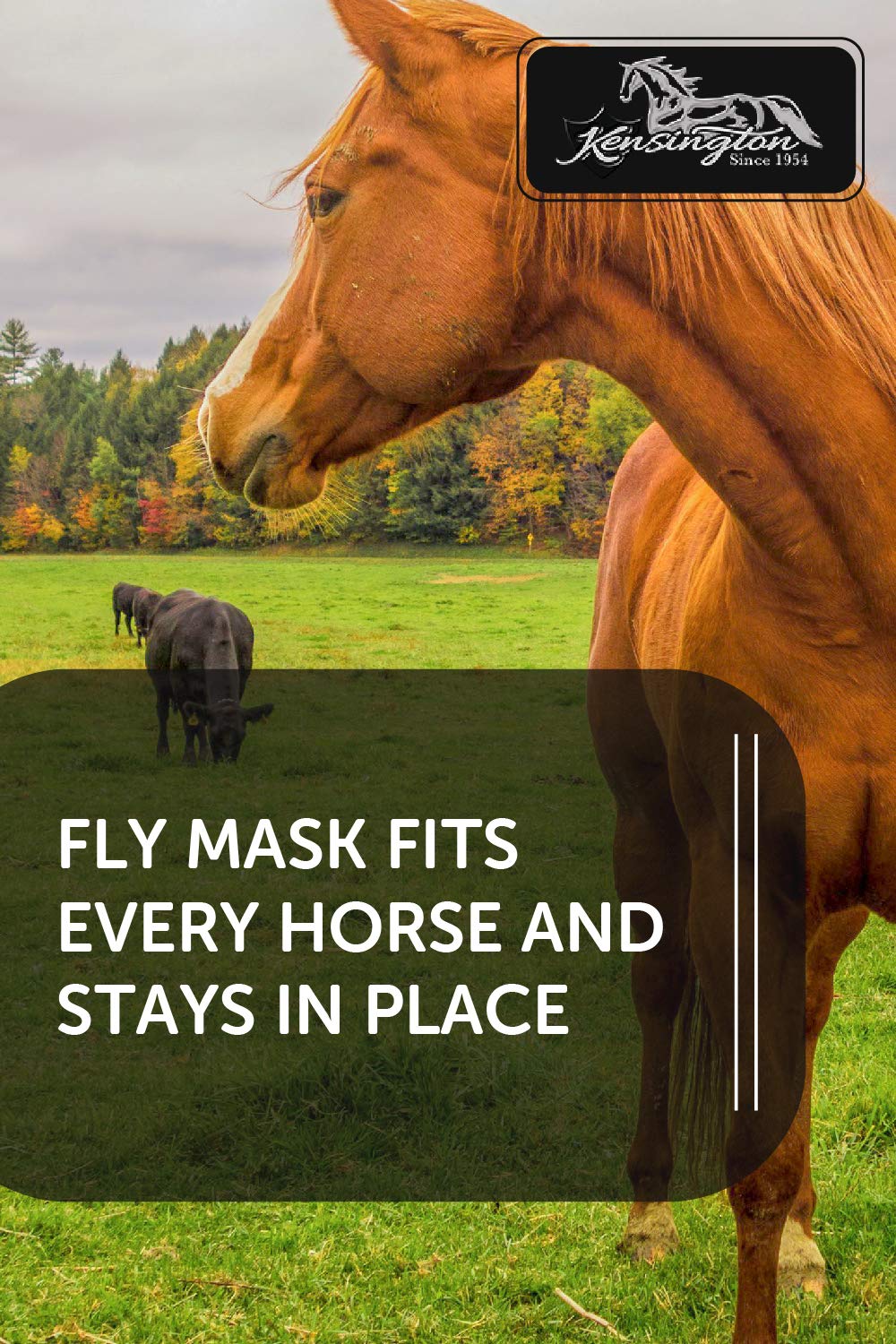 Kensington KPP Fly Mask with Fleece Trim, Deluxe Black Plaid, Medium