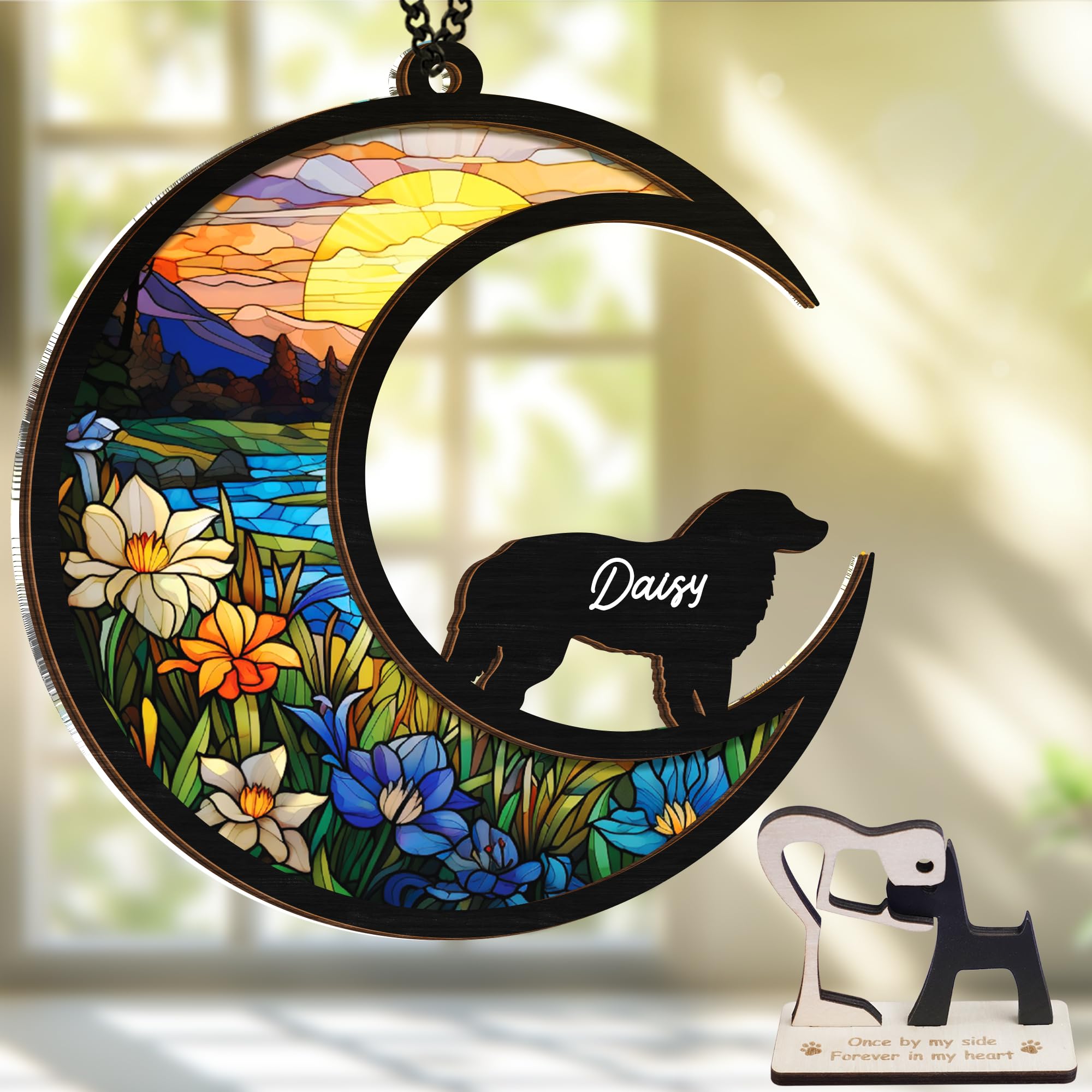 6'' Great Pyrenees Dog Memorial Suncatcher Personalized Name Dog Breed Pet Ornament Window Car Hanging Sympathy Gift For Loss Of